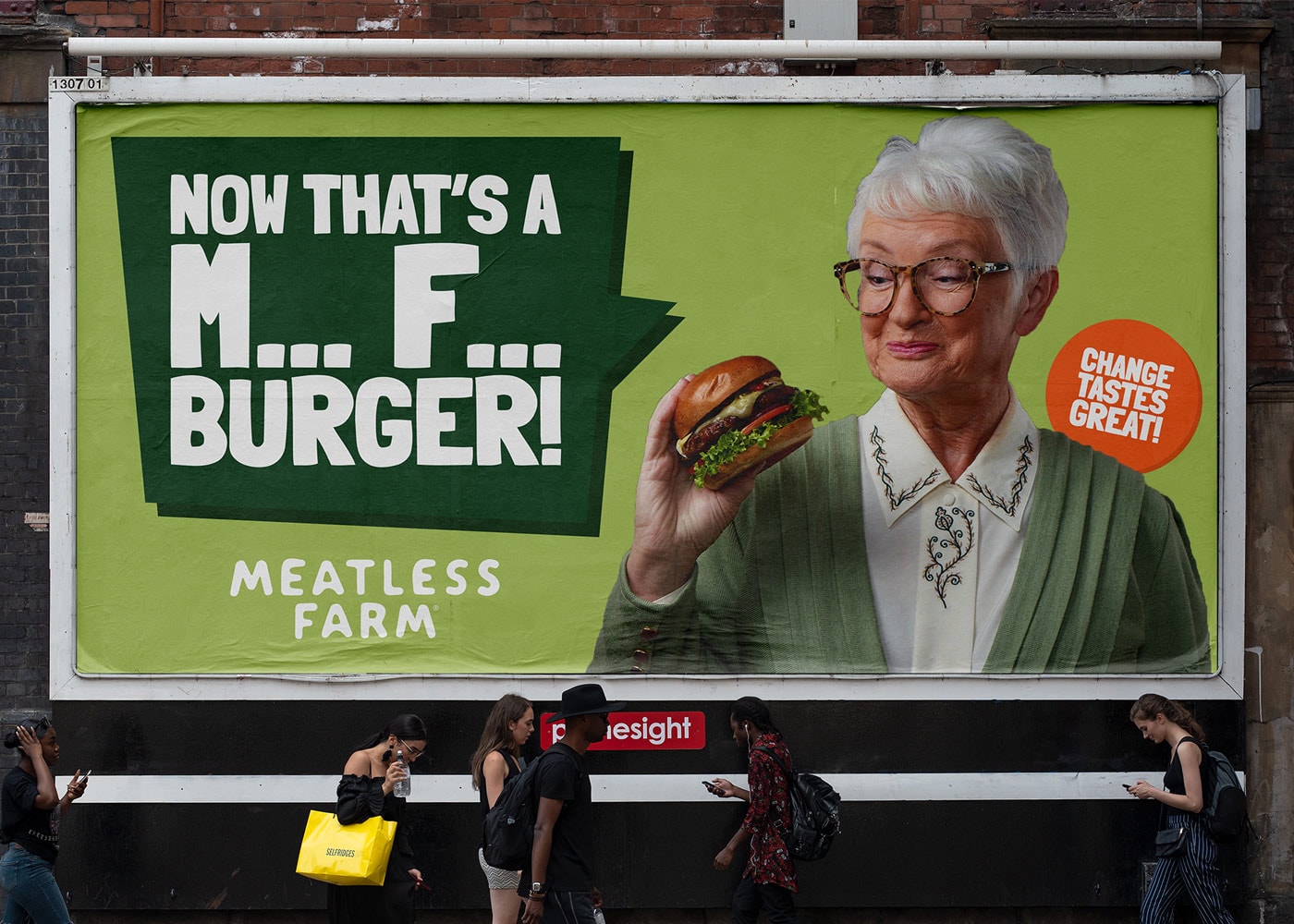 Een Meatless Farm-reclame. Een Meatless Farm-reclame. Foto: Meatless Farm