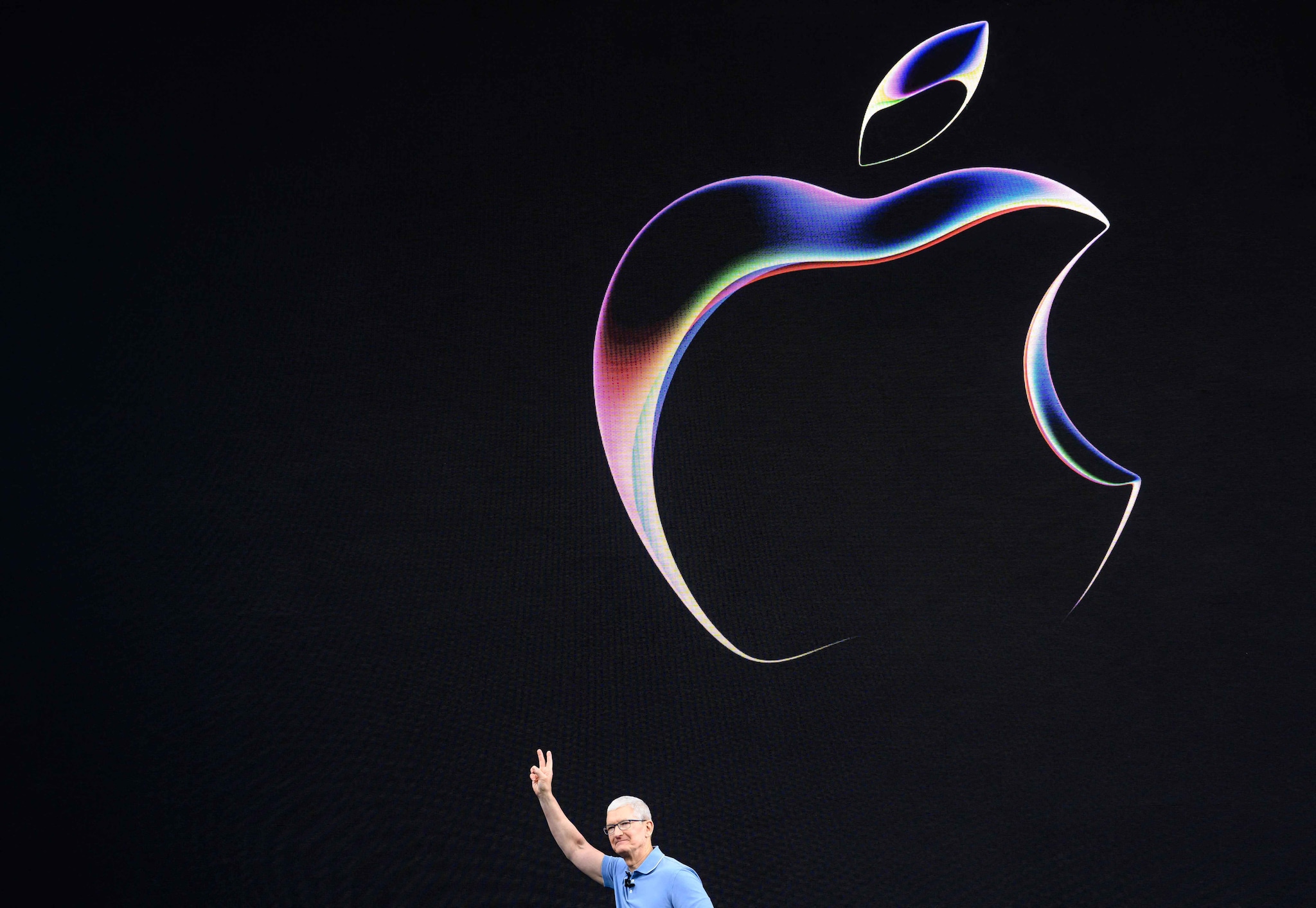 Tim Cook bij een Apple presentatie ANP