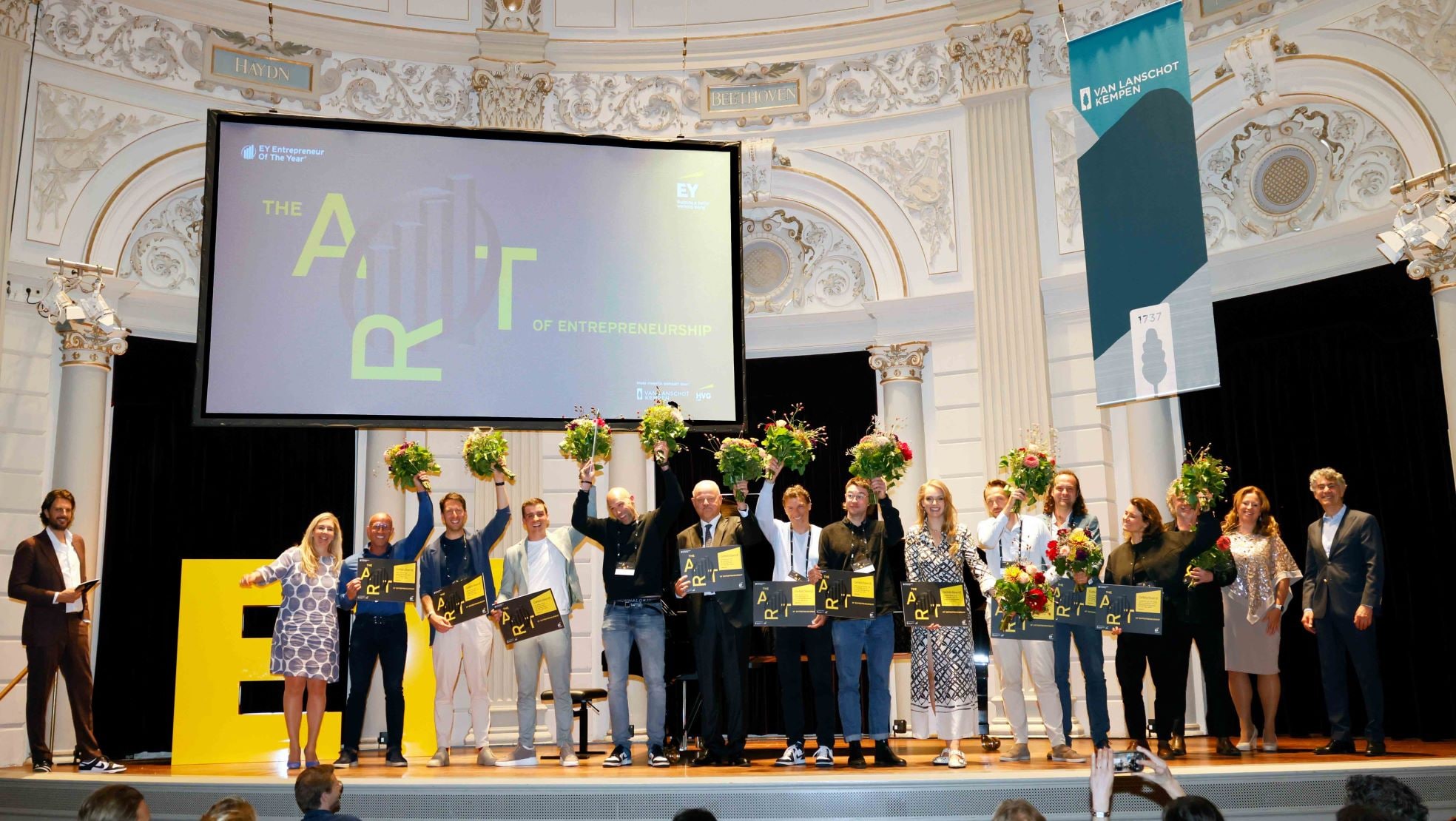 Alle genomineerden voor de verkiezing van de EY Entrepreneur Of The Year 2024. Foto: Roy Borghouts