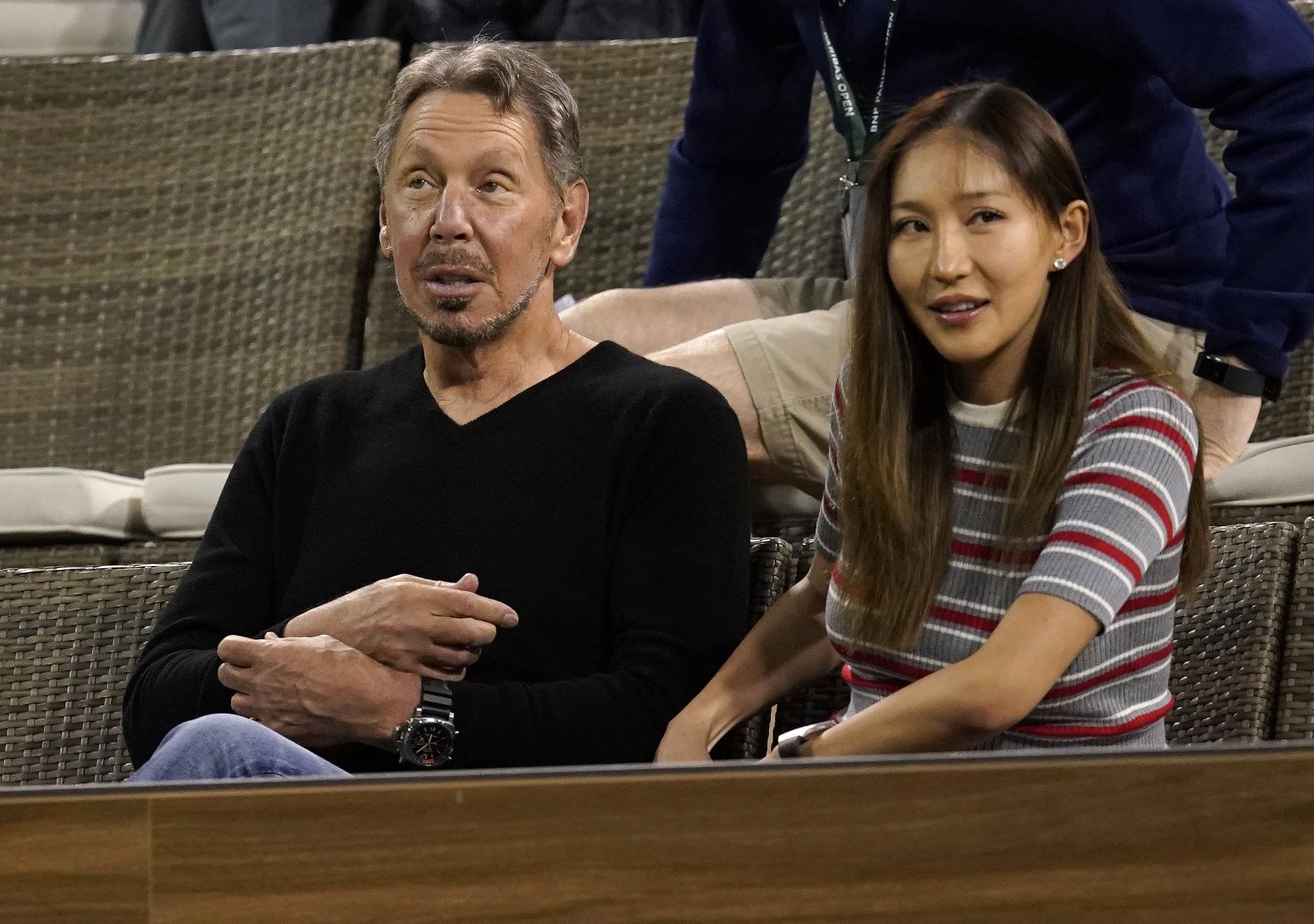 Tennisliefhebber Larry Ellison enkele jaren terug ANP/Etijdens de BNP Paribas Open in Indian Wells. ANP/EPA