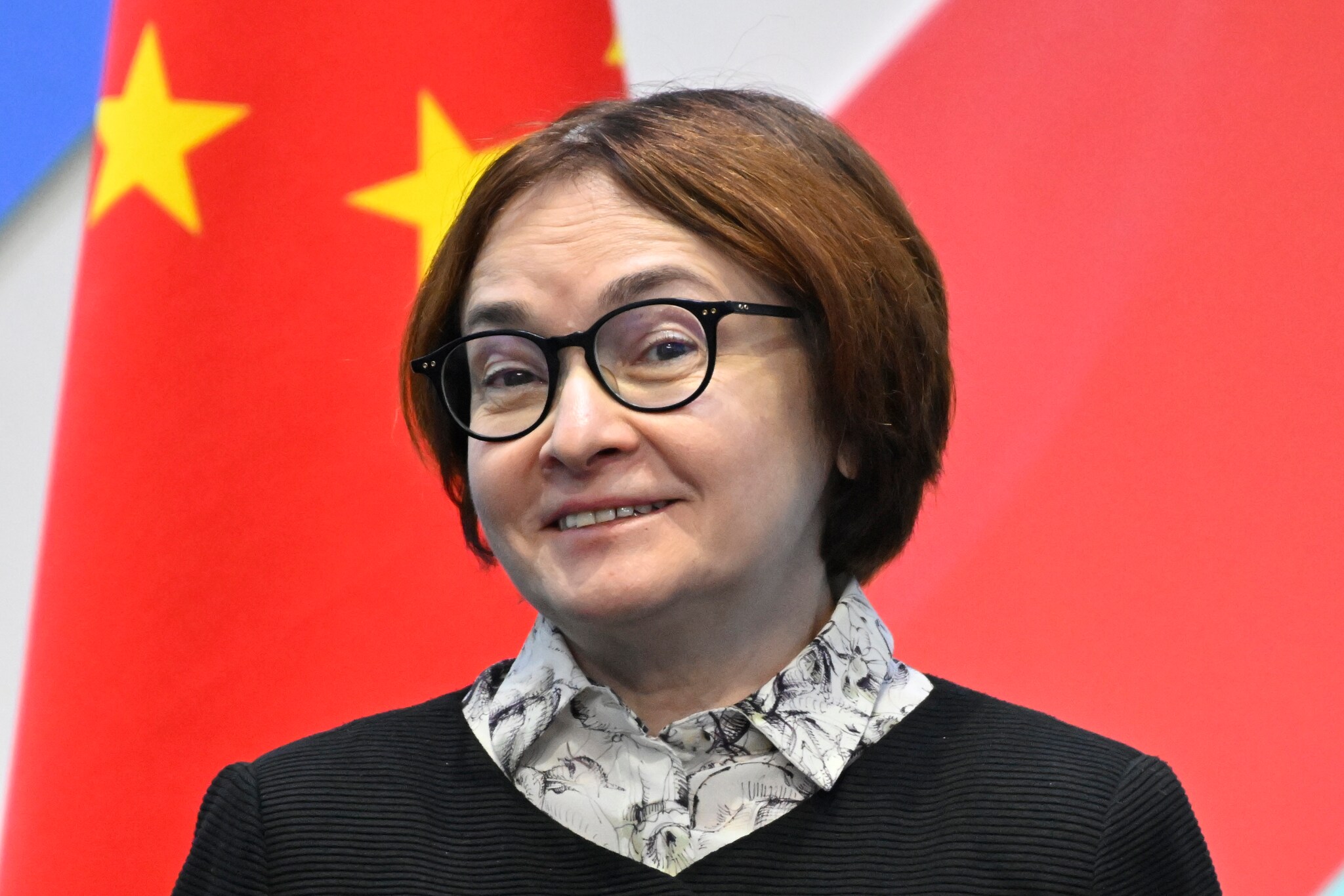 Russian Central bank Chief Elvira Nabiullina attends the narrow format meeting of the BRICS summit in Kazan, Russia, Wednesday, Oct. 23, 2024. (Alexander Nemenov, Pool Photo via AP) AP