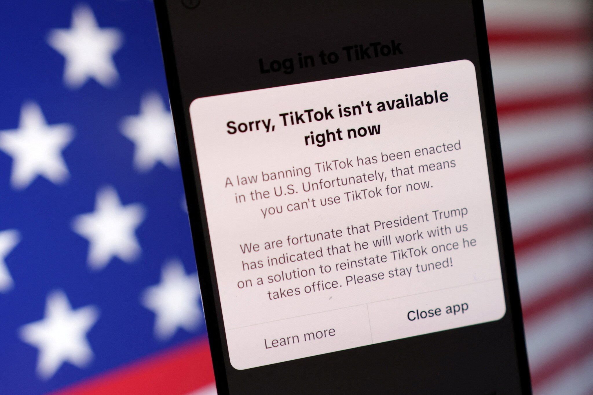 Deze boodschap verscheen dit weekend op TikTok. Foto: Reuters REUTERS
