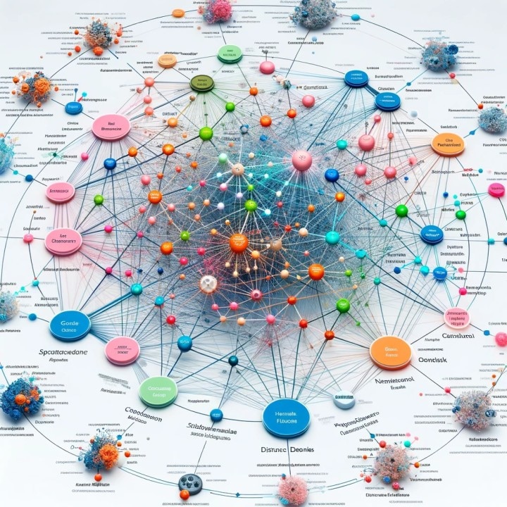 Dit is een Knowledge Graphic, waar AI op gebaseerd is. Dit is een voorbeeld van een knowledge graph.