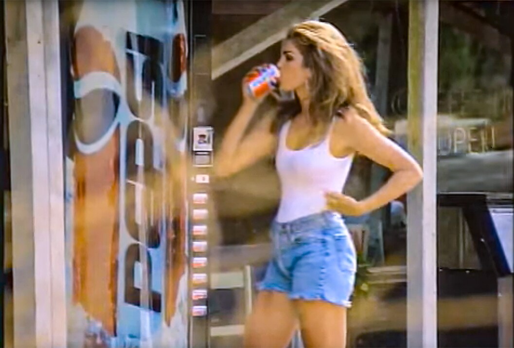 Cindy Crawford in een reclame van Pepsi in 1992. Pepsi