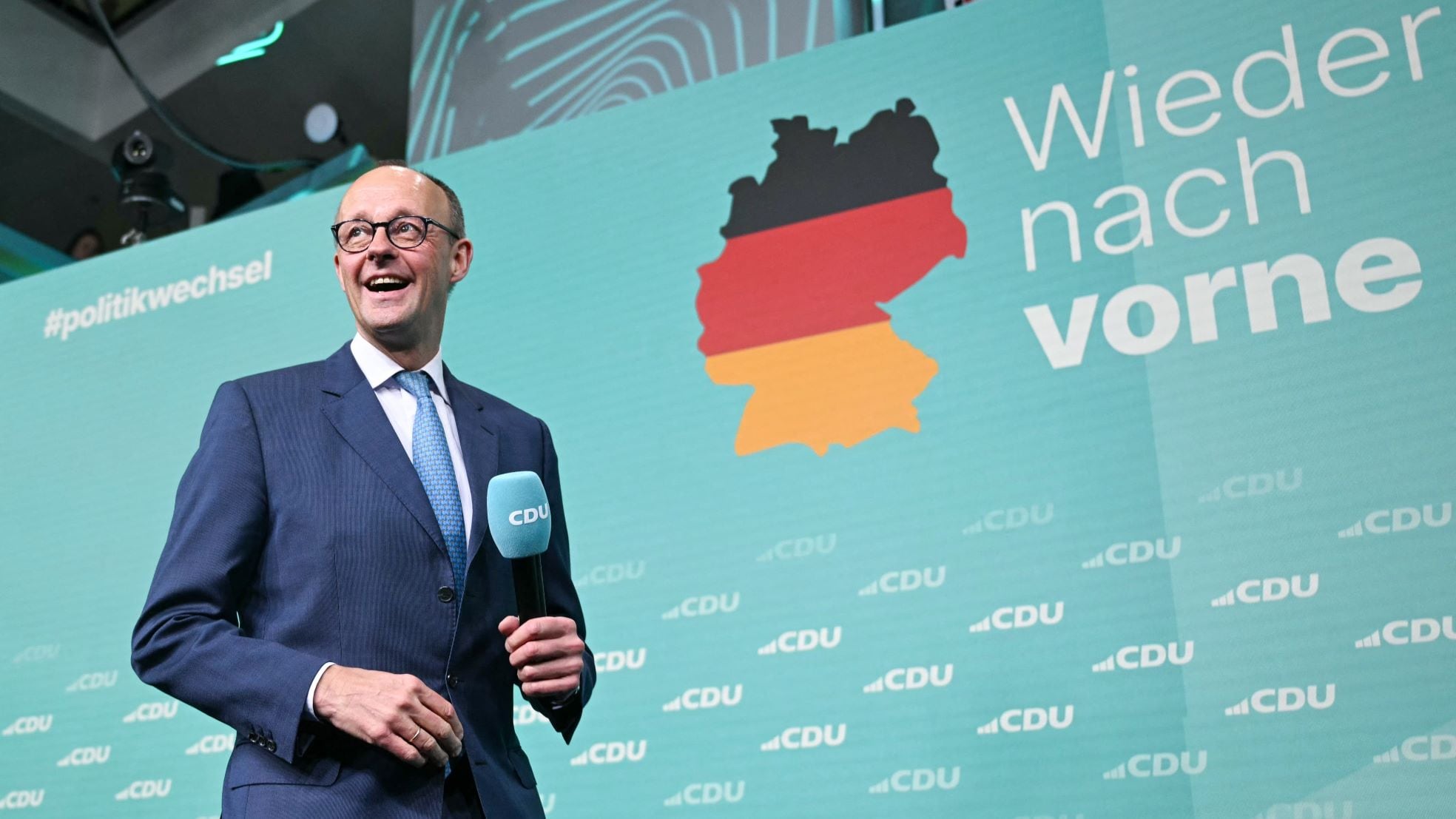 Kan CDU-leider Friedrich Merz van Duitsland weer een goed geoliede economische machine maken? Kan CDU-leider Friedrich Merz van Duitsland weer een goed geoliede economische machine maken? Foto: ANP/AFP