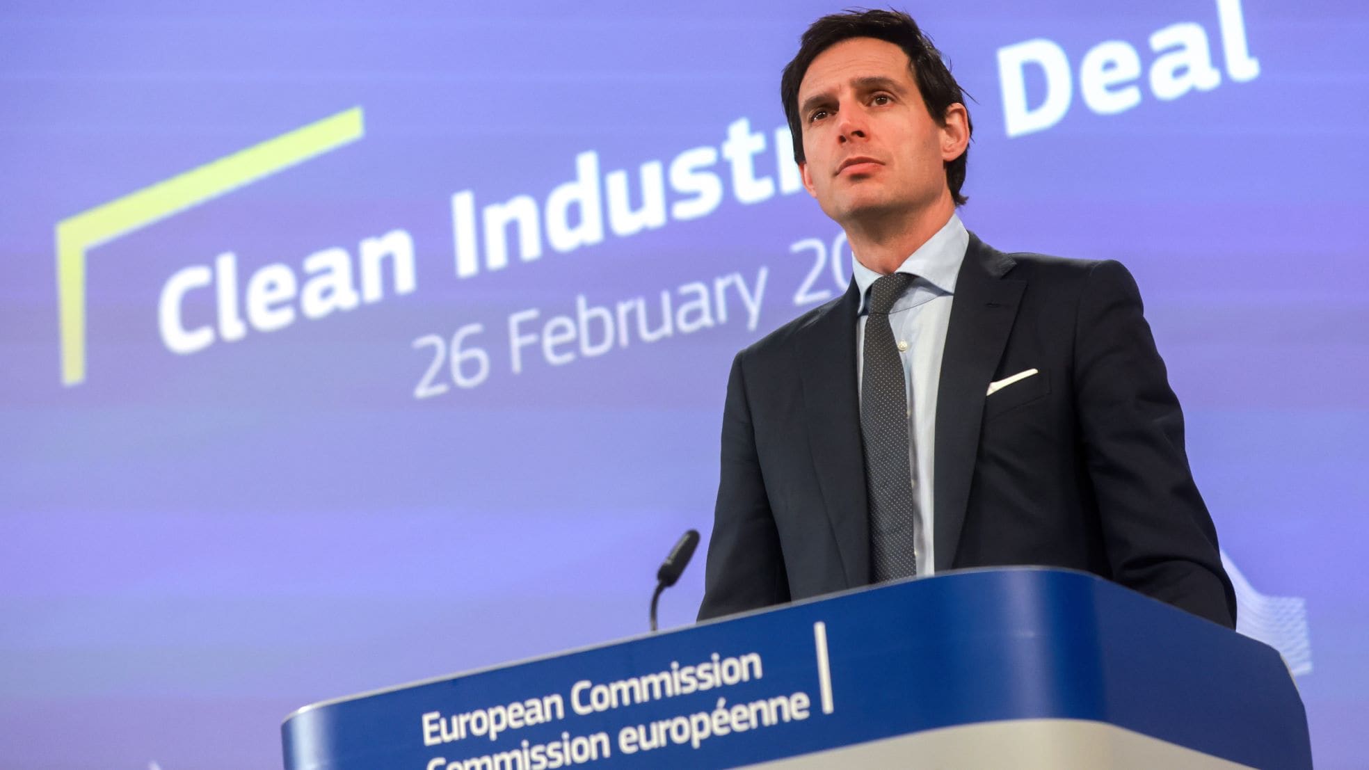 Wopke Hoekstra, Eurocommissaris Klimaat en Schone Groei, presenteerde in Brussel de Clean Industry Deal. Wopke Hoekstra, Eurocommissaris Klimaat en Schone Groei, presenteerde in Brussel de Clean Industry Deal. Foto: ANP/AFP