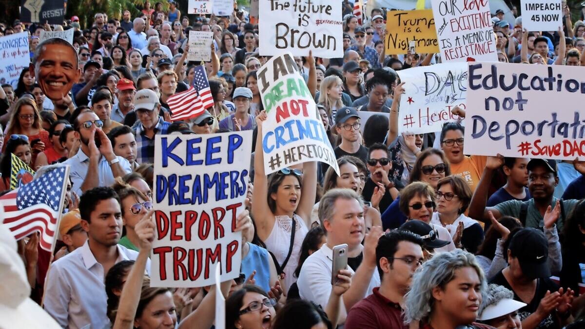 Protesten tegen het immigratie- deportatiebeleid van Trump. Protesten tegen het immigratie- deportatiebeleid van de president van de Verenigde Staten. Foto: ANP.
