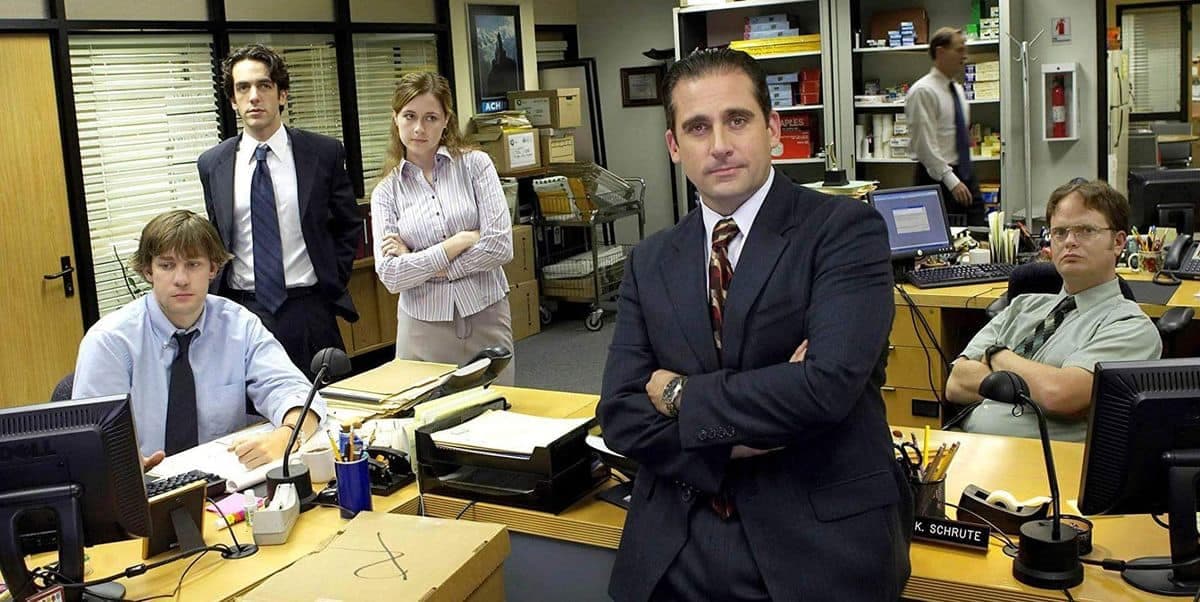 Steve Carell in The Office (US). Steve Carell als manager Michael Scott in de hitserie The Office, de Amerikaanse versie. Foto: NBC.
