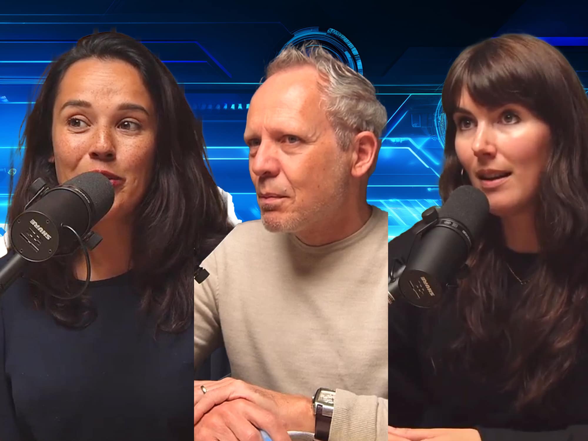 Charida Dorder, Martin van Kranenburg en Lotte Hart in Lekker werken met AI. Beeld bewerkt met AI. Charida Dorder, Martin van Kranenburg en Lotte Hart in Lekker werken met AI. Beeld bewerkt met AI.