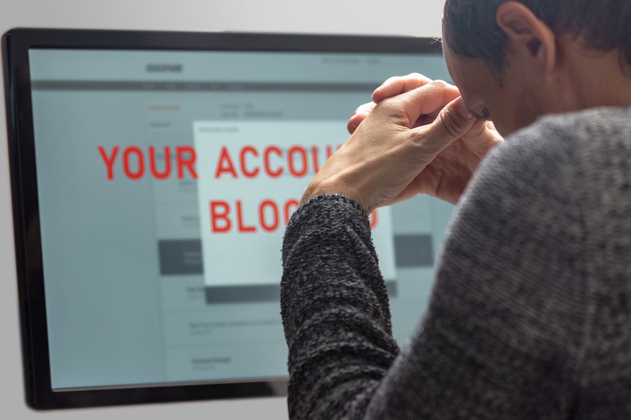 'Your account is blocked'. Foto: Shutterstock ‘Your account is blocked’. Foto: Shutterstock.