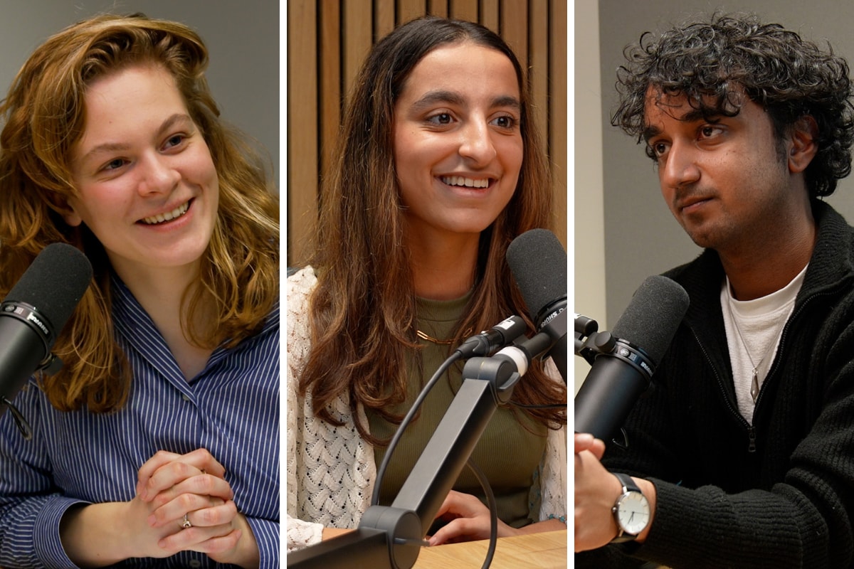 Lina Boukhoubza, Mirthe Westrik en Tahrim Ramdjan over omgaan met autoriteit in de podcast 'Hoe overleef ik werken met Gen Z'. Beeld: BusinessWise Lina Boukhoubza, Mirthe Westrik en Tahrim Ramdjan over omgaan met autoriteit in de podcast 'Hoe overleef ik werken met Gen Z'. Beeld: BusinessWise