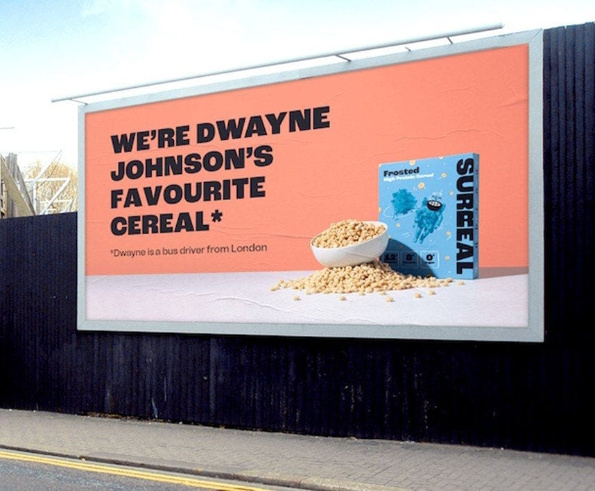 De absurdistische marketing van ontbijtgranenmerk Surreal. Beeld: Surreal De absurdistische marketing van ontbijtgranenmerk Surreal. Beeld: Surreal