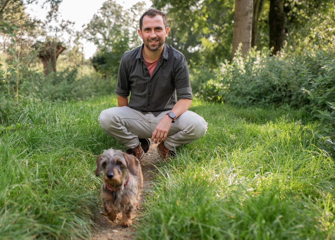 Louis Goulmy Louis Goulmy met hond.