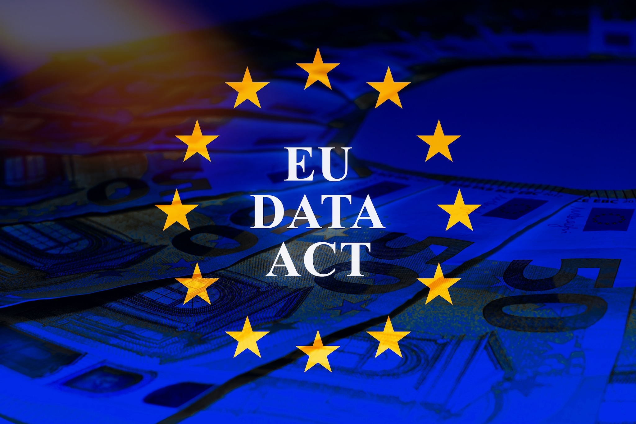 Eu data act text on European flag . Shutterstock