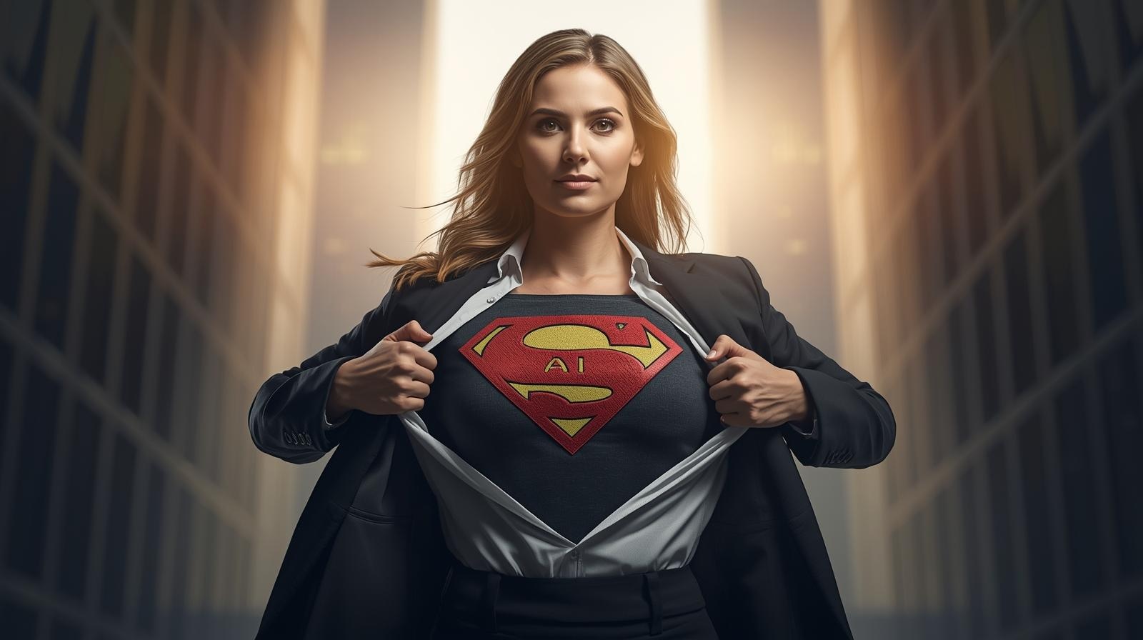 Wordt dankzij AI een superhero. Beeld gegenereerd met AI. Wordt dankzij AI een superhero. Beeld gegenereerd met AI.