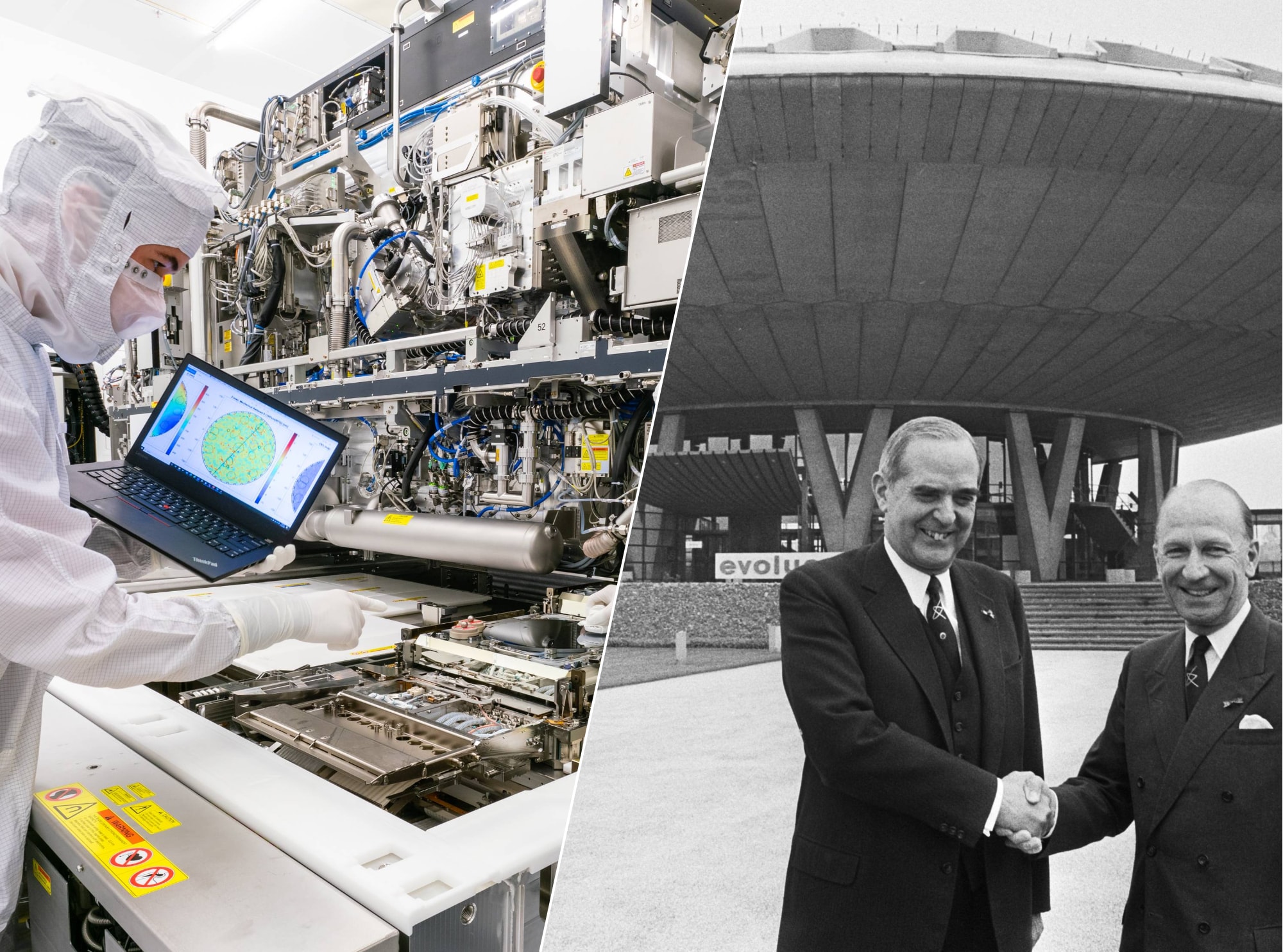 ASML rukt op, maar is nog lang niet het Philips uit de tijd van de president-commissarissen Philips en Van Riemsdijk (rechts), begin jaren 70. ASML rukt op, maar is nog lang niet het Philips uit de tijd van de president-commissarissen Philips en Van Riemsdijk (rechts), begin jaren 70. Foto’s ED: ASML / Nationaal Archief