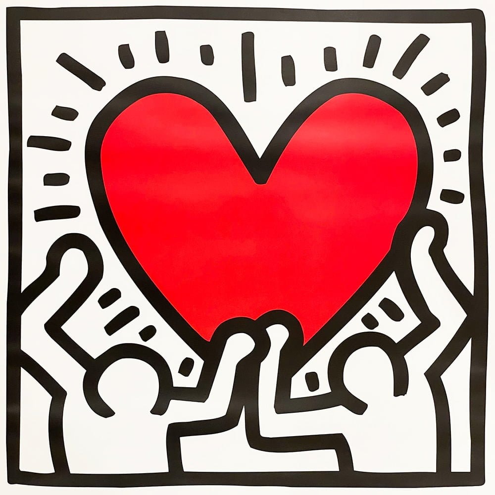 Kunst van Keith Haring: hart en liefde Alleszeggende kunst van Keith Haring. Afbeeelding: Shutterstock.