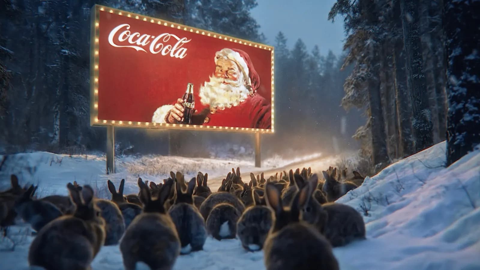 Still uit de Coca-Cola-kerstcommercial editie 2025. Een screenshot uit de Coca-Cola-kerstcommercial, editie 2025.