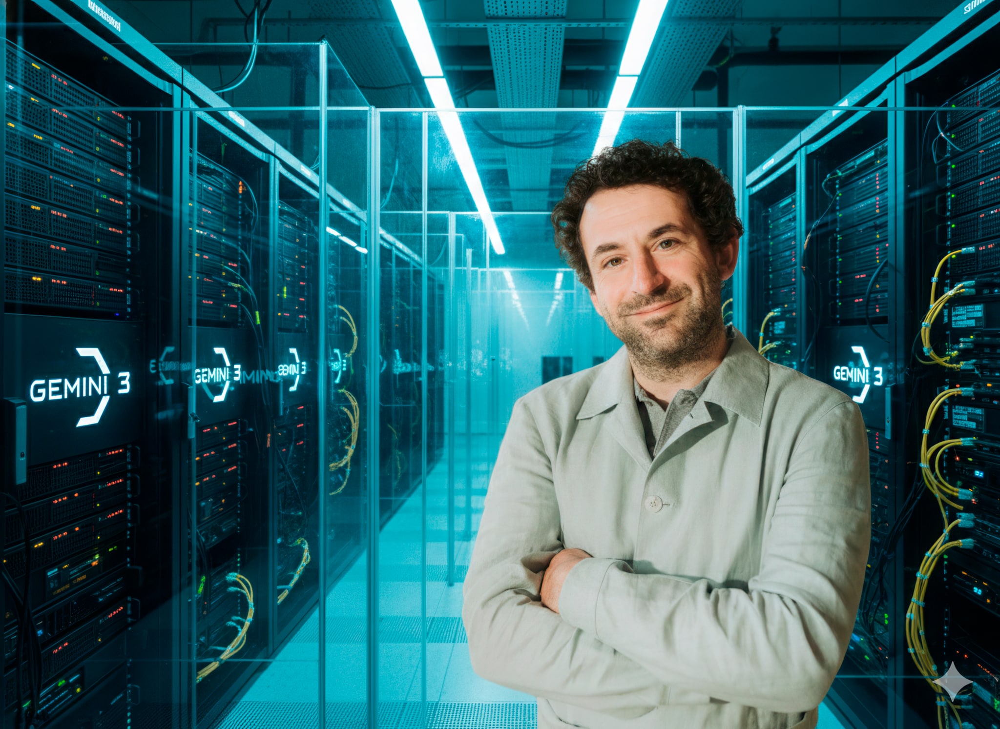 Beeld van AI-expert Aaron Mirck, bewerkt door Gemini met de vraag hem te plaatsen in een serviceroom van Gemini 3. privebeeld bewerkt door Gemini