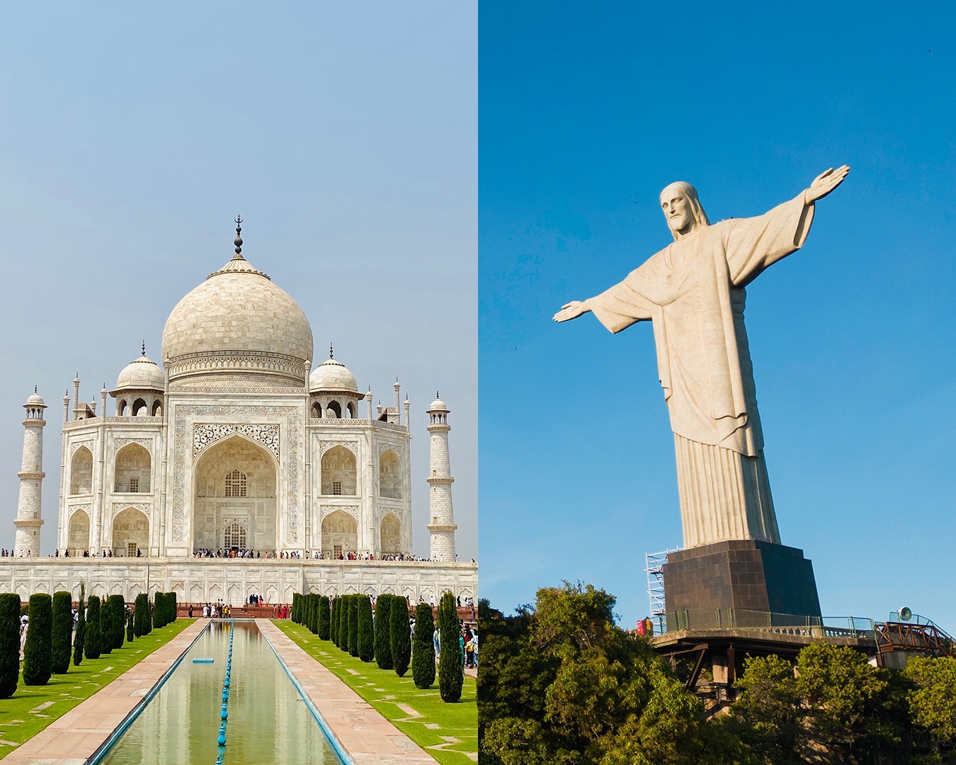 De Taj Mahal in India en Christ the Redemeer in Brazilïe. Twee van de bekendste wereldwonderen Twee bekende wereldwonderen: in Rotterdam wordt de achtste gebouwd. Duurzaam.