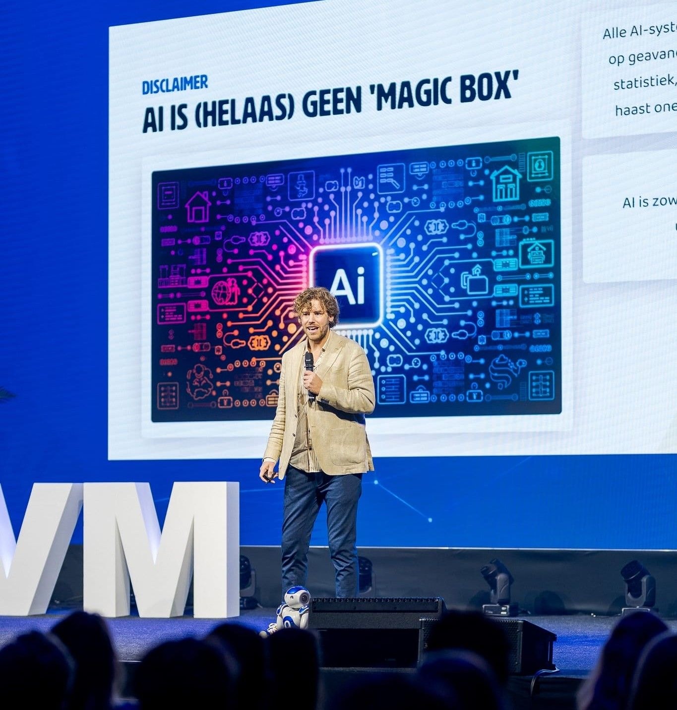 Job van den Berg, AI-expert. AI-expert Job van den Berg on stage. Foto: AI.nl.