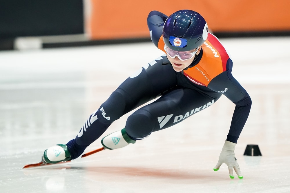 ROTTERDAM, NETHERLANDS - MARCH 15 2024: Xandra Velzeboer during the World Short Track Championships 2024 at Ahoy on in Rotterdam, Netherlands. Schaatster Xandra Velzeboer tijdens het World Short Track. Foto: Shutterstock