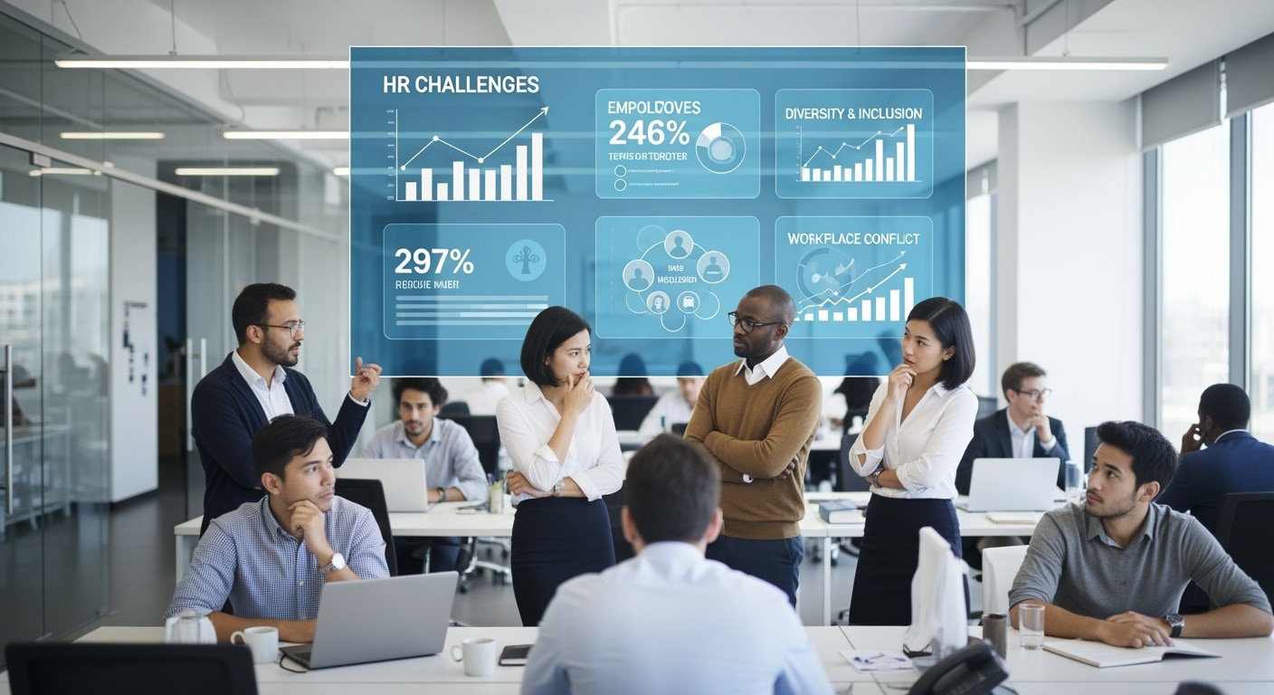 Een AI-gegeneerde foto van mensen in overleg over HR-doelstellingen voor hun bedrijf. Foto: Shutterstock/AI. Een AI-gegeneerde foto van mensen in overleg over HR-doelstellingen voor hun bedrijf. Foto: Shutterstock/AI.