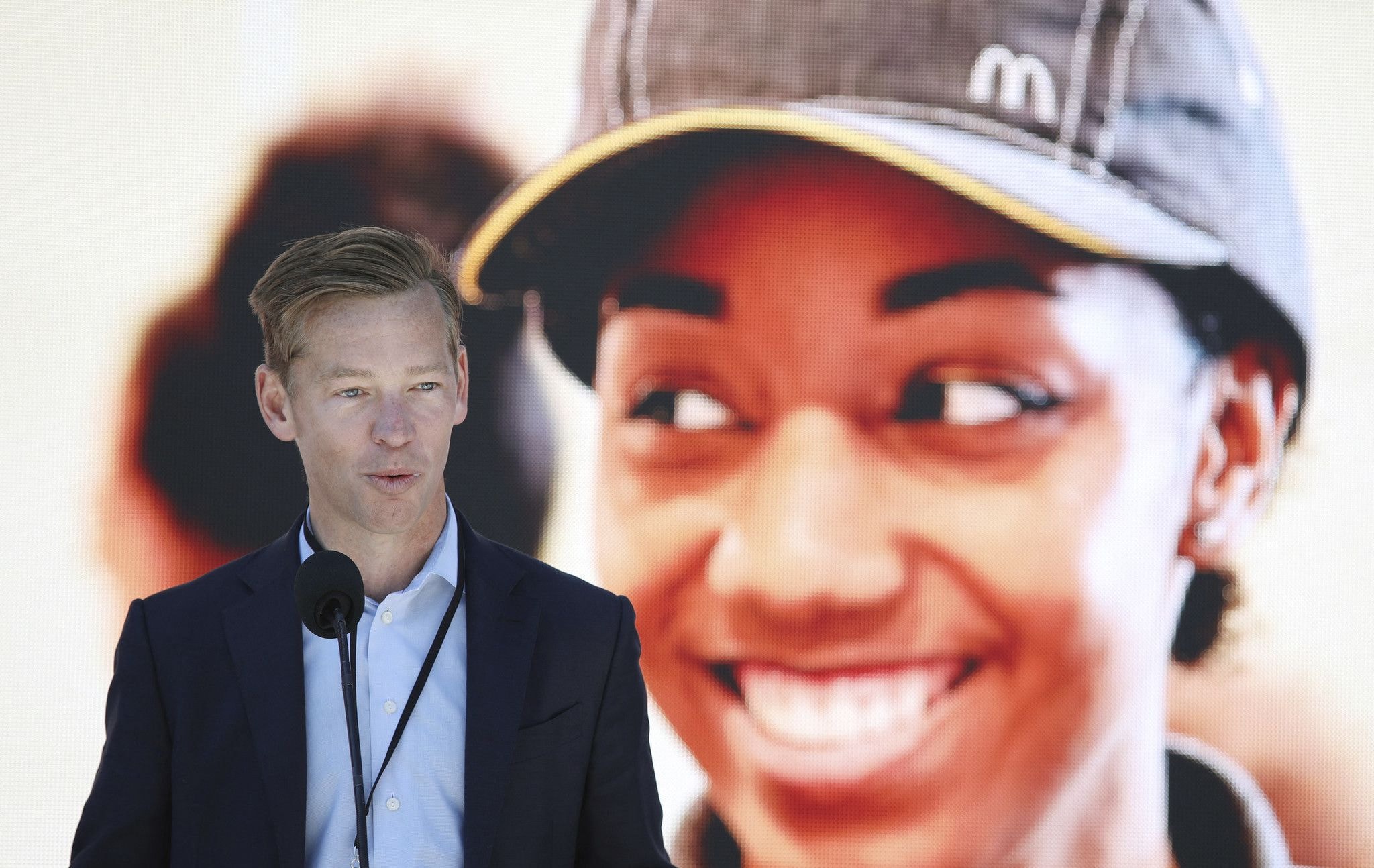 Chris Kempczinski, then-president of McDonald's USA, speaks at the grand opening of the new Chicago headquarters on June 4, 2018. (Stacey Wescott/Chicago Tribune/TNS/ABACAPRESS.COM - NO FILM, NO VIDEO, NO TV, NO DOCUMENTARY McDonald's CEO Chris Kempczinski plaatst regelmatig video's op zijn Instagram waarin hij de vragen van volgers beantwoord. /Foto: ANP / Abaca Press