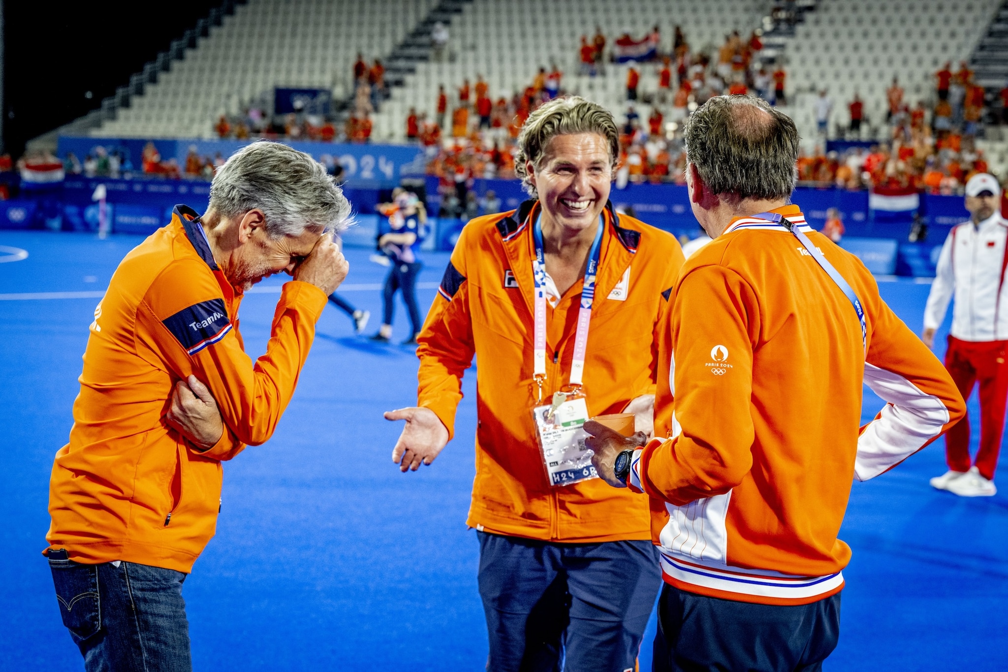 Pieter van den Hoogenband na de Olympische hockeyfinale van 2024 met premier Dick Schoof. Foto: ANP /HOLLANDSE HOOGTE /ROBIN UTRECHT Pieter van den Hoogenband na de Olympische hockeyfinale van 2024 met premier Dick Schoof. Foto:   ANP /HOLLANDSE HOOGTE /ROBIN UTRECHT