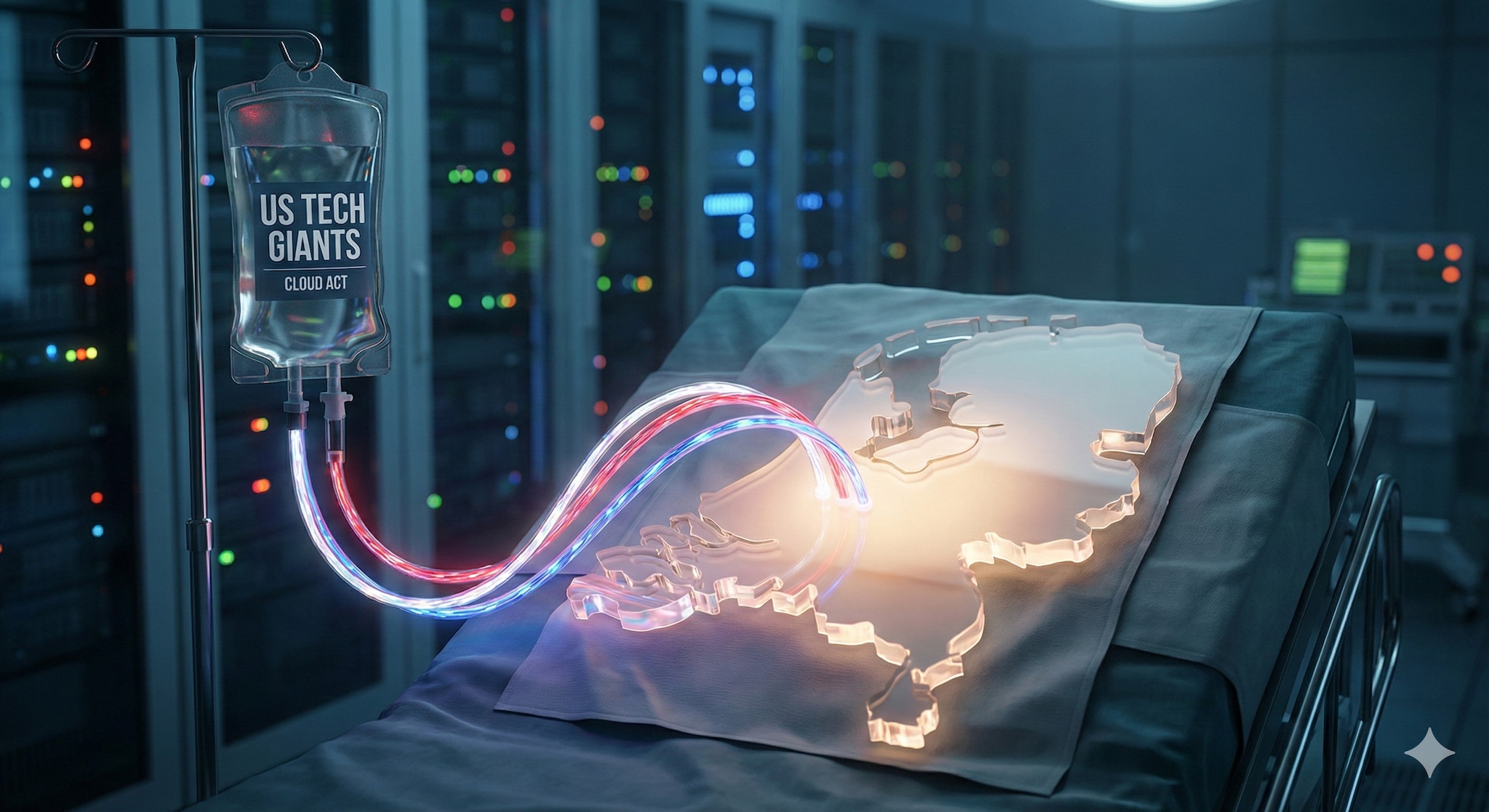 Hoe is Nederland zo afhankelijk geworden van Amerikaanse tech? Beeld: gegenereerd met Google Gemini Hoe is Nederland zo afhankelijk geworden van Amerikaanse tech? Beeld: gegenereerd met Google Gemini