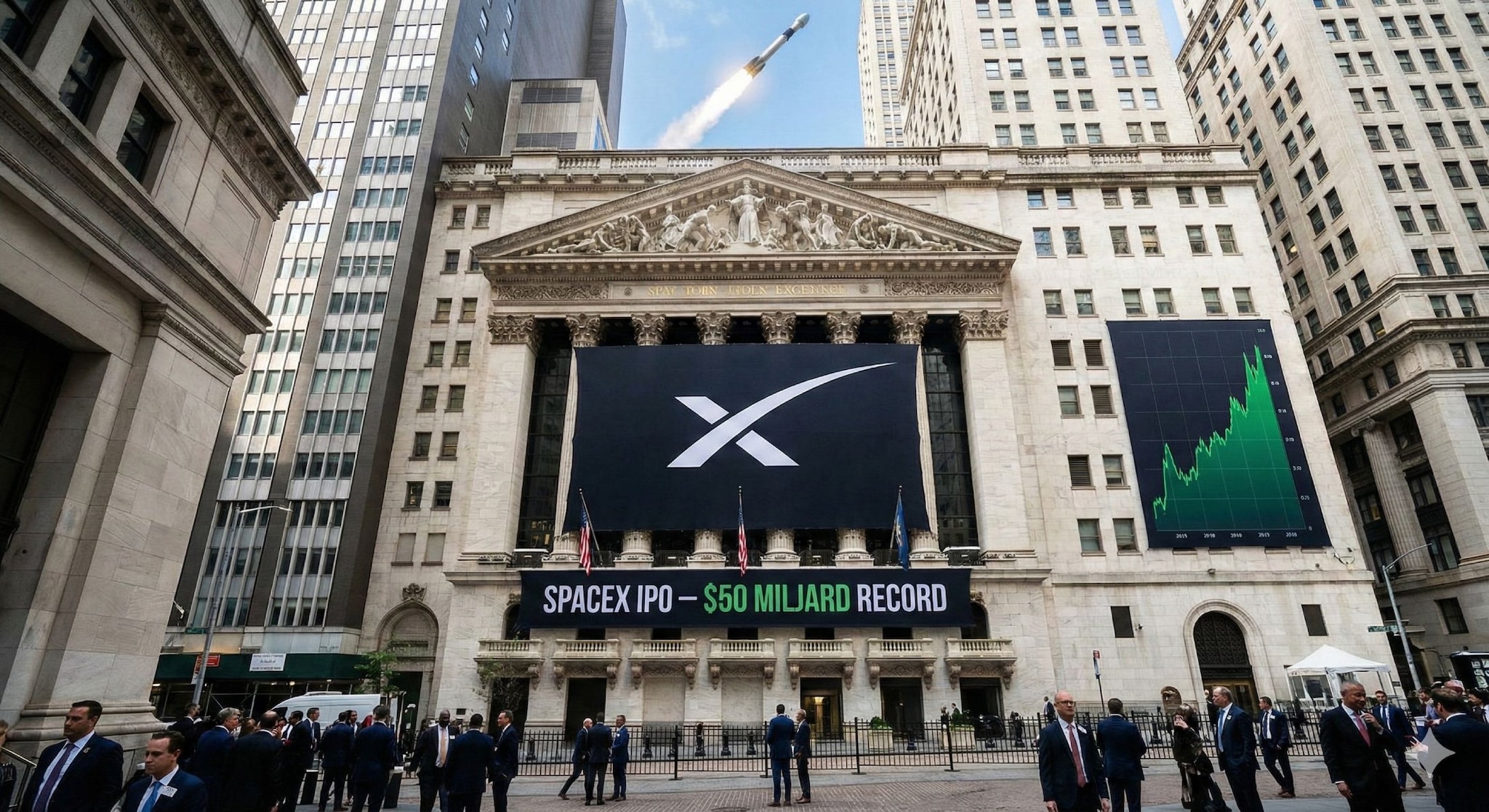 SpaceX van Elon Musk gaat een beursgang doen, weet Financial Times te melden. SpaceX van Elon Musk gaat een beursgang doen, weet Financial Times te melden. Afbeeldin: Gemini/AI