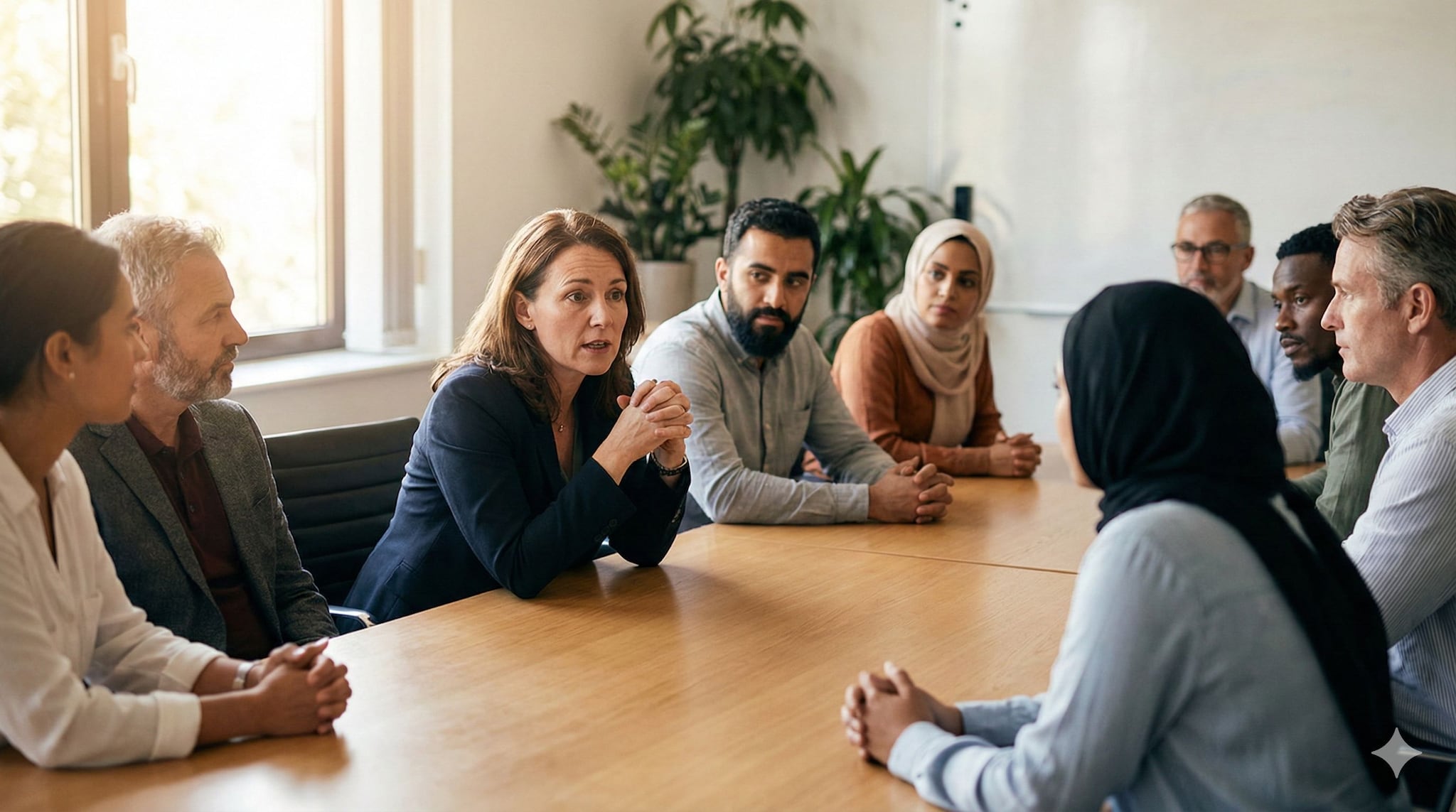 Teamoverleg. Leiderschap begint bij jezelf. Wat accepteer jij echt? Arbeelding: Gemini/AI.