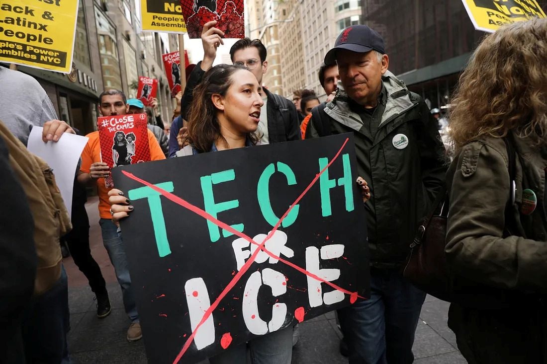 Werknemers van techbedrijven protesteren in Silicon Valley tegen ICE en Trump. Demonstraties ook in Silicon Valley, ook van personeel werkzaam voor de grote techbedrijven, tegen ICE. Foto: Getty Images