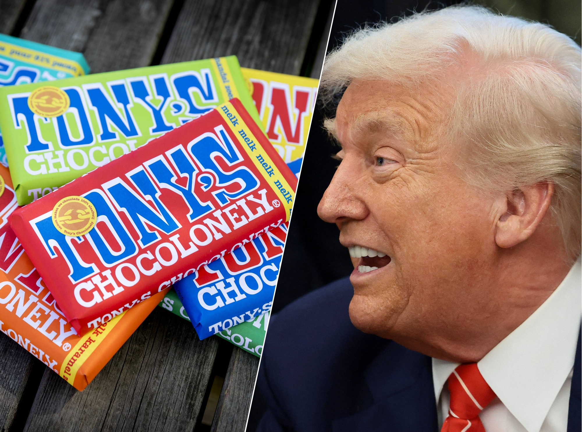 De importheffingen van president Trump kostten Tony Chocolonely wel 1 miljoen dollar. De importheffingen van president Trump kostten Tony Chocolonely wel 1 miljoen dollar. Beeld: ANP/Reuters