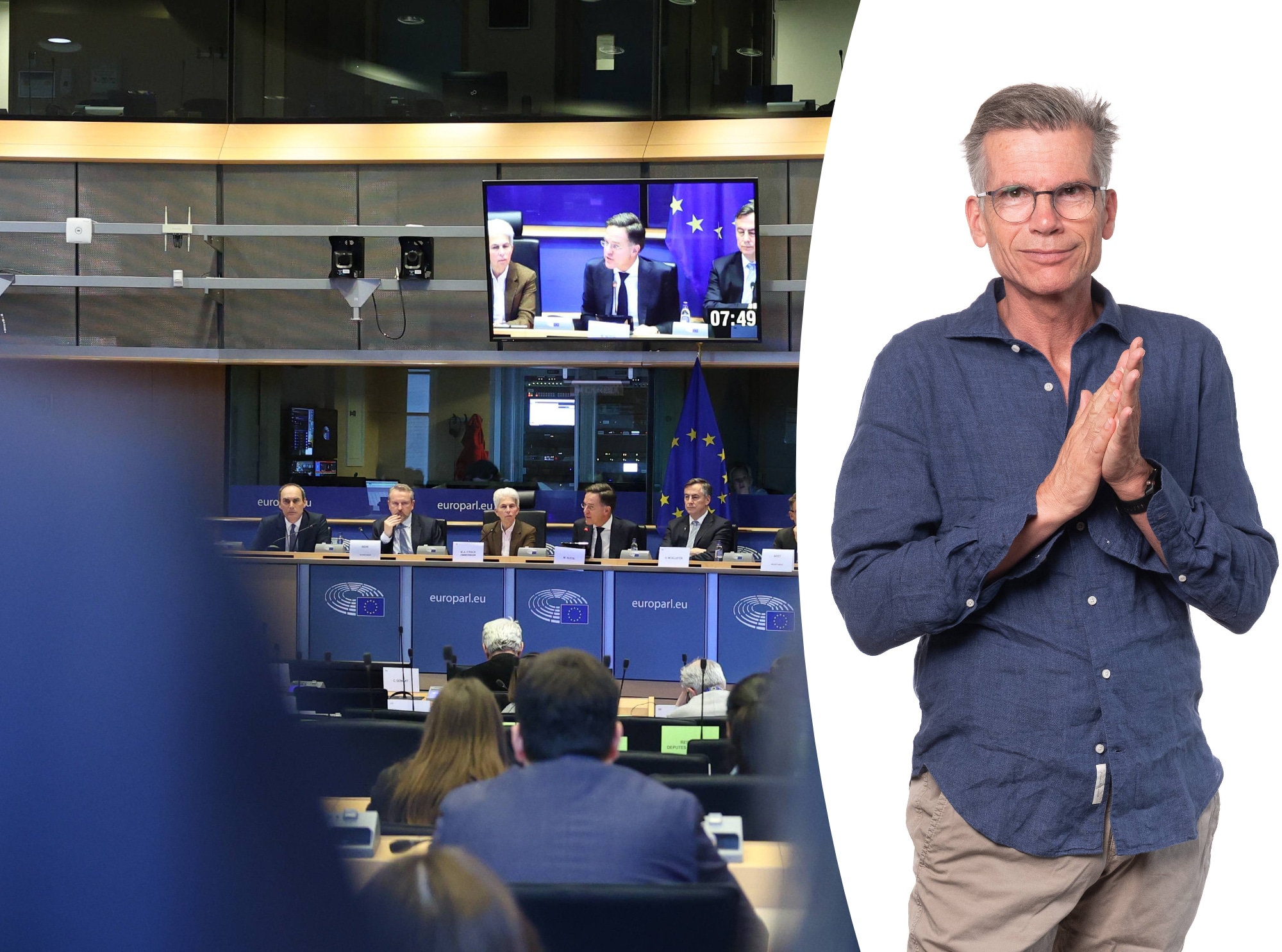 BRUSSELS, BELGIUM - JANUARY 26: Marie-Agnes Strack-Zimmermann (3rd L) NATO Secretary General Mark Rutte (C) and Chair of the Committee on Foreign Affairs of the European Parliament (AFET) David McAllister (2nd R) address committees of the European Union Parliament about Greenland negotiations on January 26, 2026 in Brussels, Belgium. Last week, U.S. President Donald Trump announced that there was a "framework" of a deal with NATO that would address American demands for control over Greenland, a semiautonomous Danish territory. The details of any such deal were scarce. European leaders have insisted that Greenland's sovereignty is a matter for Greenland and Denmark. (Photo by Omar Havana/Getty Images) / Serie afg ADR Opdrachtnummer NL20230619-0008
Rotterdam, 22/06/2023
Portret van Hans Nijenhuis, de komende zomer vervangt hij een maand lang columnist Sjaak Bral. 
Foto Joost Hoving Afbeelding: AD / Getty Images / Joost Hoving