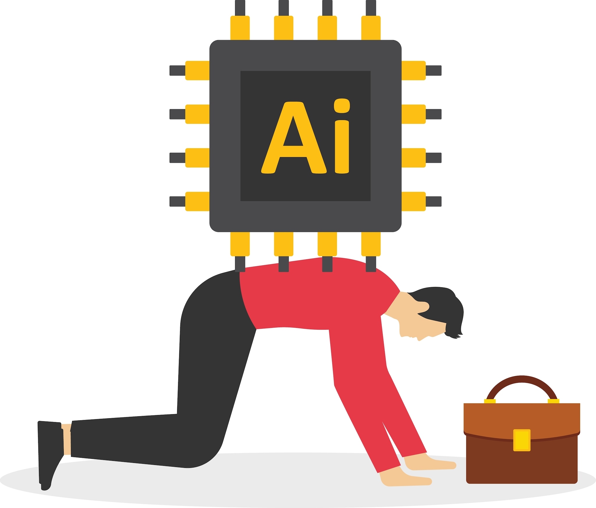 Replaced by AI in The Future - Businessman stock illustration AI maakt het werk niet makkelijker, maar het intensiveert het blijkt uit nieuw onderzoek. Afbeelding: Shutterstock.