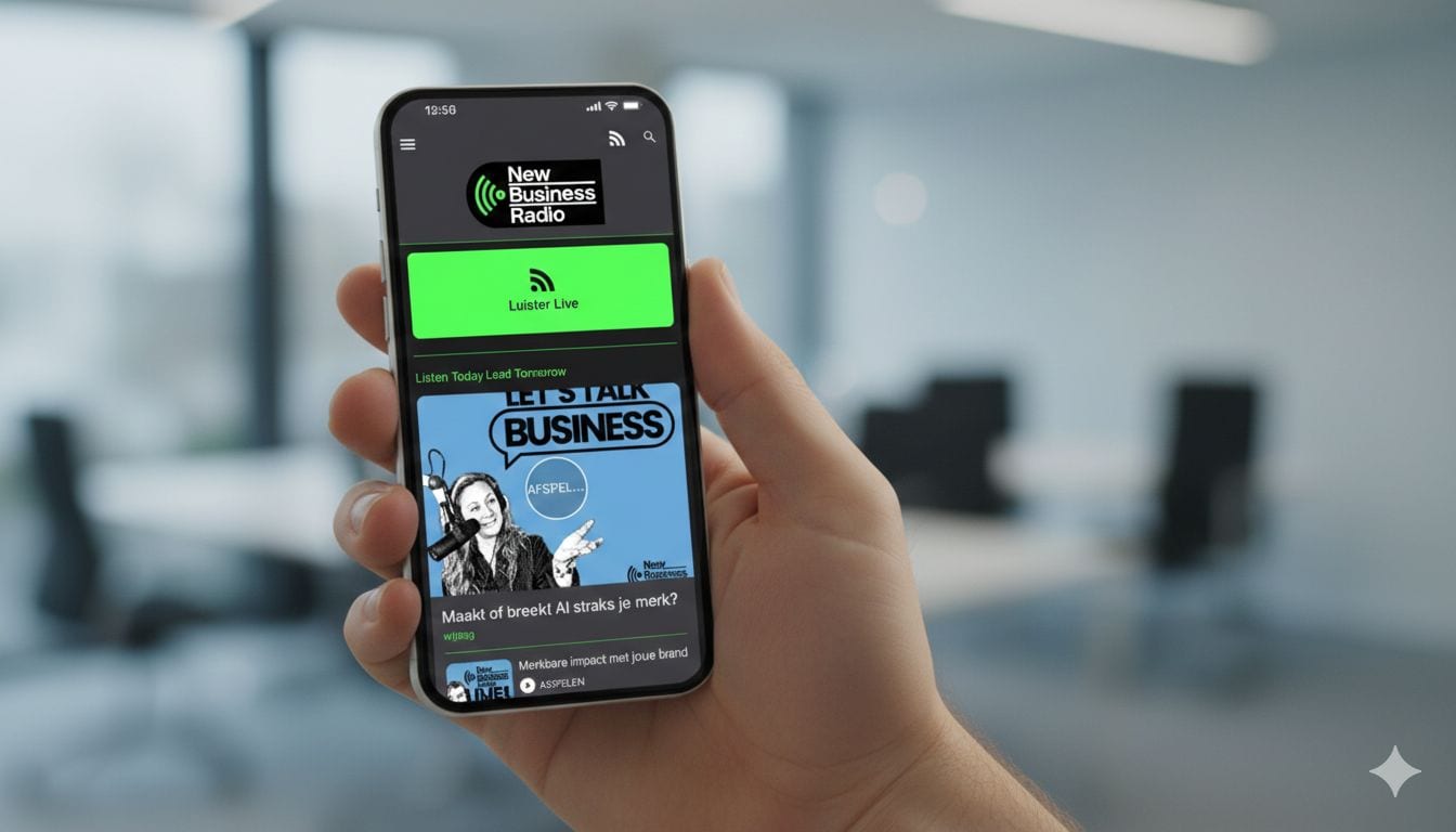 New Business Radio heeft een nieuwe app, voor iOS. New Business Radio heeft een nieuwe app, voor iOS. Afbeelding: Gemini/AI.