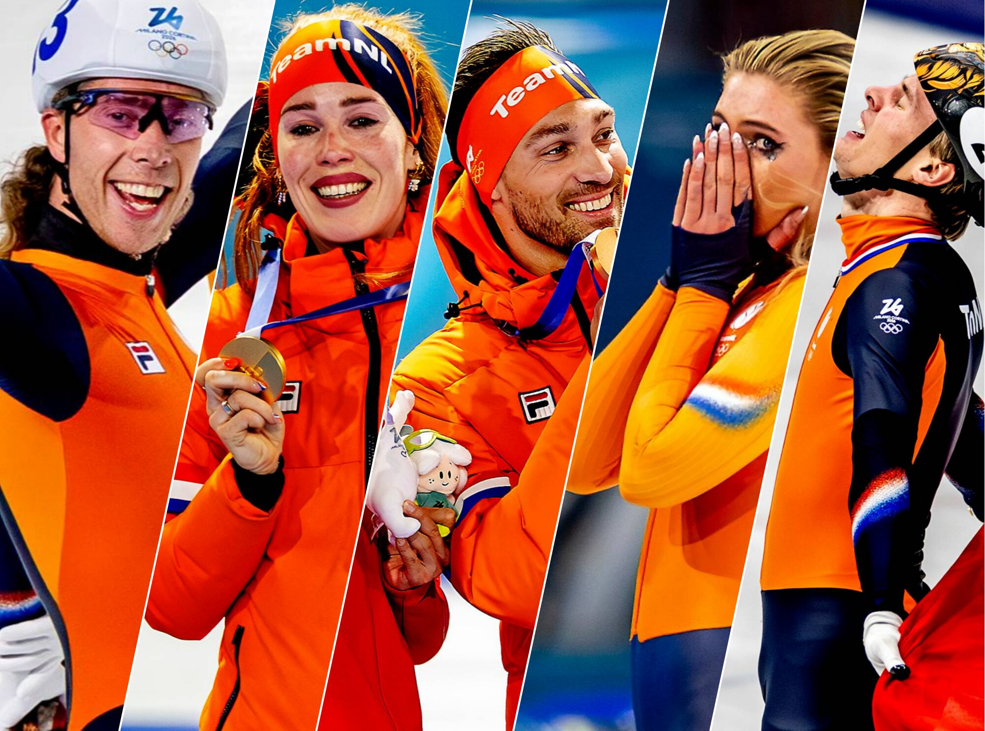 Olympische Winterspelen 2026 Milaan Cortina
Jorrit Bergsma wint goud op de massastart en als een koning op het ijs
Foto ; Pim Ras / Olympische Winterspelen 2026 Milaan Cortina
Antoinette Rijpma-de Jong wint goud op de 1500 meter. Ze kan het met e gouden medaille op het podium zelf nog niet helemaal geloven
Foto ; Pim Ras / Olympische Winterspelen 2026 Milaan Cortina
Kjeld Nuis maakt een selfie met zijn bronzen plak naast winnaar Ning en Jordan Stolz
Foto ; Pim Ras / Olympische Winterspelen 2026 Milaan Cortina
Voor de tribune waar haar familie opzit beseft Jutta Leerdam dat ze Olympisch kampioene is op de 1000 meter
Foto ; Pim Ras / Olympische Winterspelen 2026 Milaan Cortina
Jens van ’t Wout wordt Olympisch kampioen op de 1000 meter
Foto ; Pim Ras Stuk voor stuk trotse medaillewinnaars: Jorrit Bergsma, Antoinette Rijpma-de Jong, Kjeld Nuis, Jutta Leerdam, Jens van ‘t Wout. Fotocollage: Pim Ras Fotografie