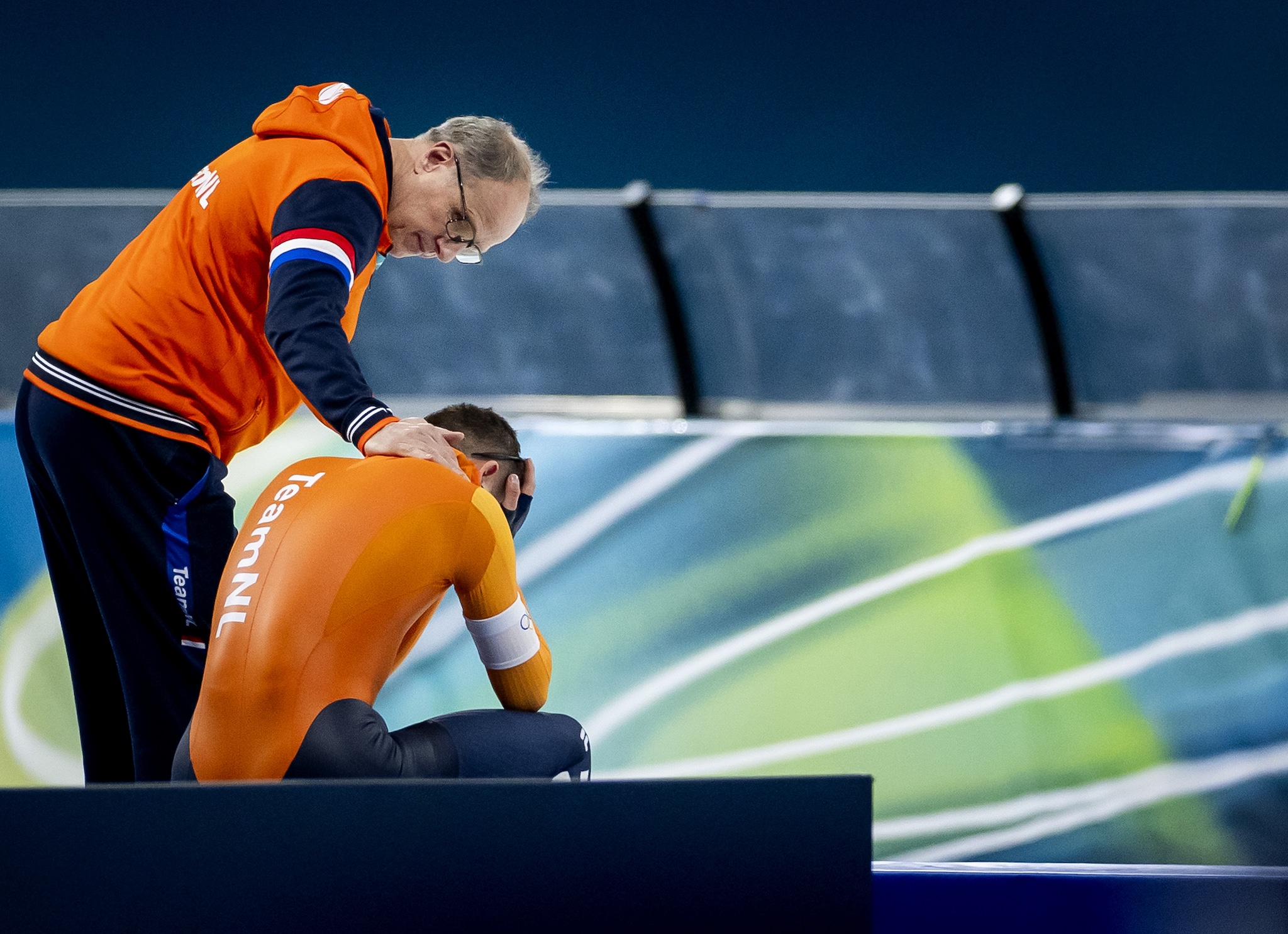Joep Wennemars tijdens de 1.000 meter bij het langebaanschaatsen op de Olympische Winterspelen. Foto: ANP Joep Wennemars na de 1.000 meter op de Olympische Winterspelen in Milaan. Foto: ANP