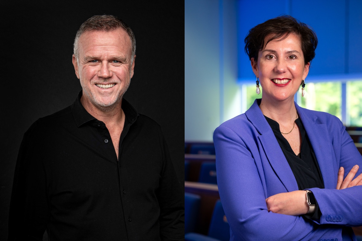 inspirator Ynzo van Zanten (ex-Tony’s Chocolonely) en Nyenrode assistant professor Diane Zandee. inspirator Ynzo van Zanten (ex-Tony’s Chocolonely) en Nyenrode assistant professor Diane Zandee. / foto: Ynzo van Zanten / Nyenrode