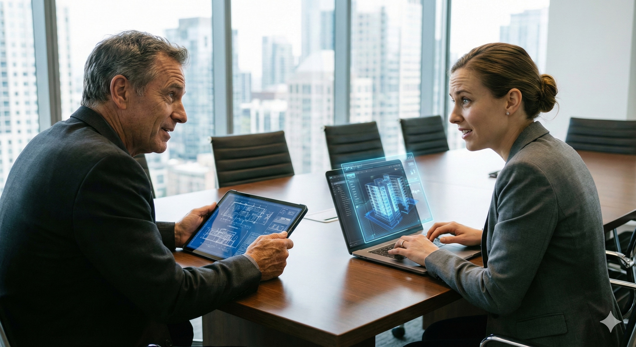 Bijna helft werkenden denkt dat AI werk kan doen. Beeld gegenereerd met Google Gemini. Bijna helft werkenden denkt dat AI werk kan doen. Beeld gegenereerd met Google Gemini.