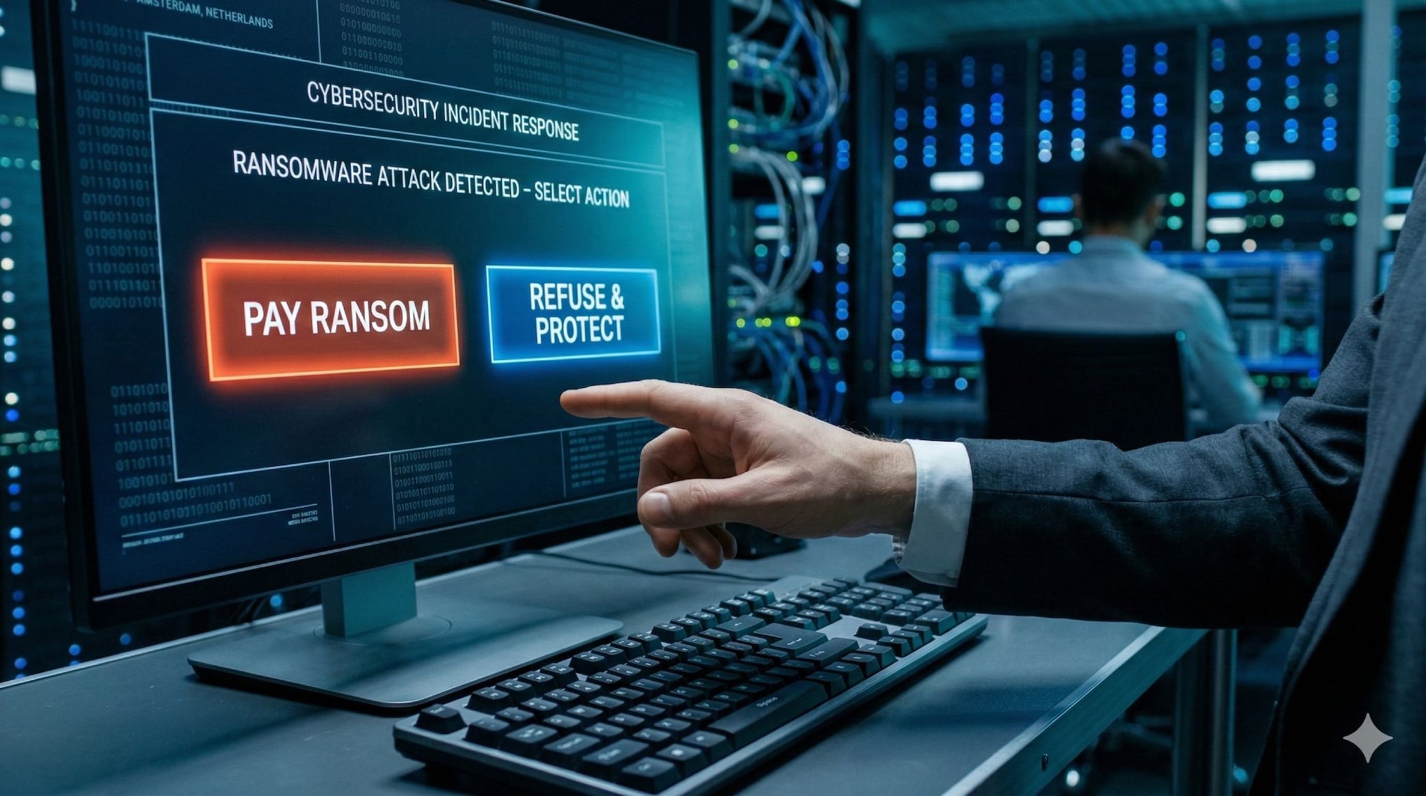 Odido Hack: betalen of niet? Wat zou jouw bedrijf: betalen of niet? Afbeelding: Gemini/AI