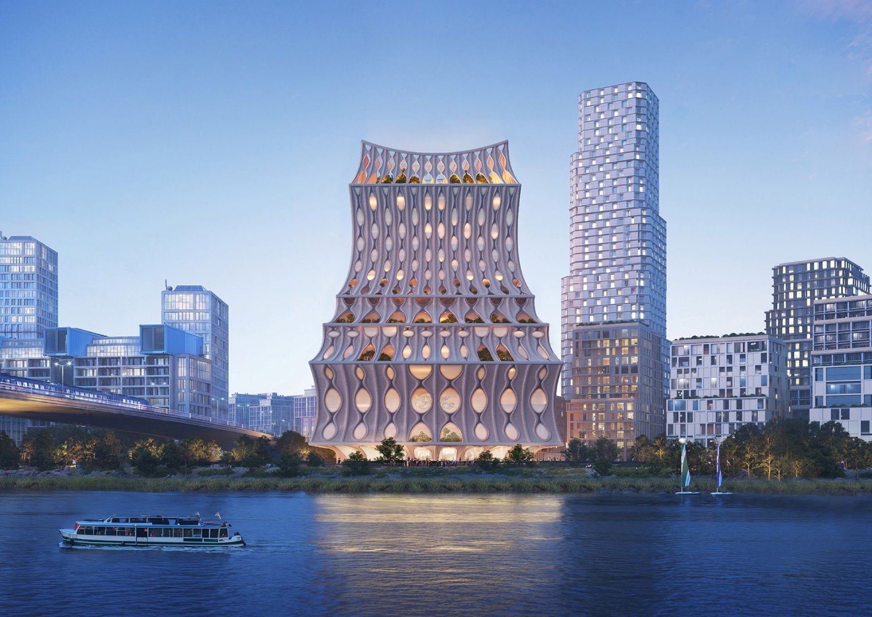 Een van de inzendingen voor Shift Landmark in Rotterdam, van Heatherwick. Heatherwick