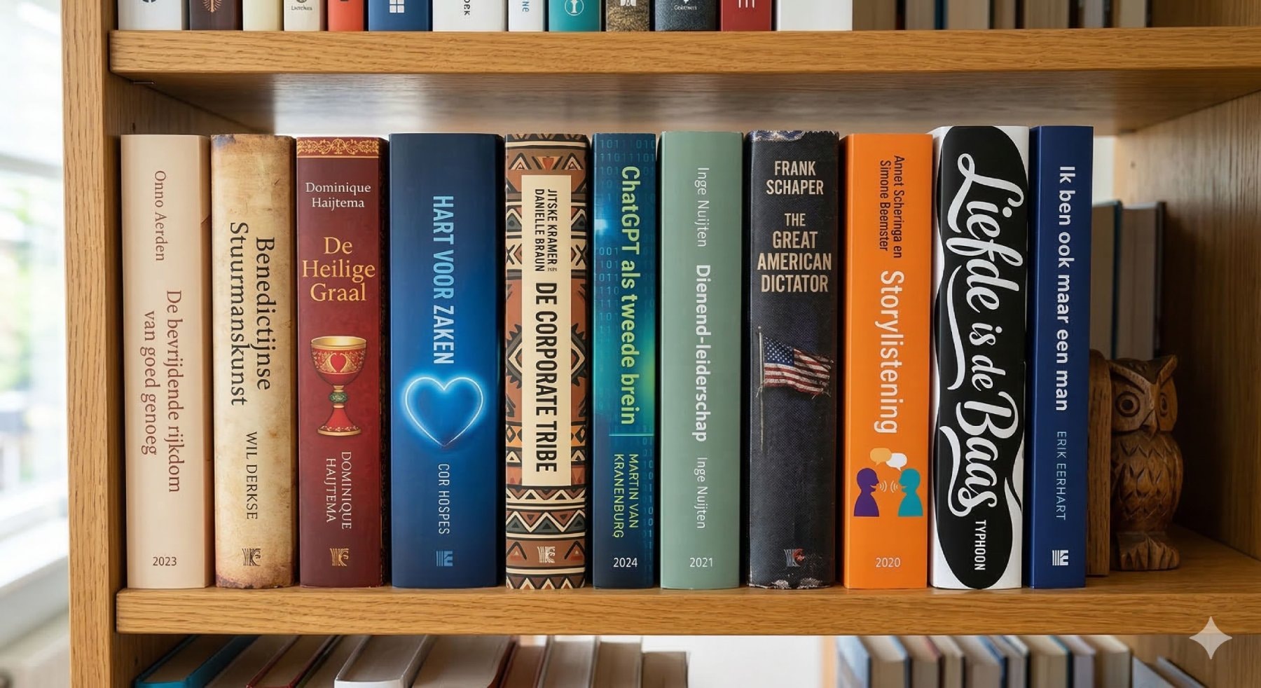 Een boekenkast met boeken. Afbeelding: Gemini/AI