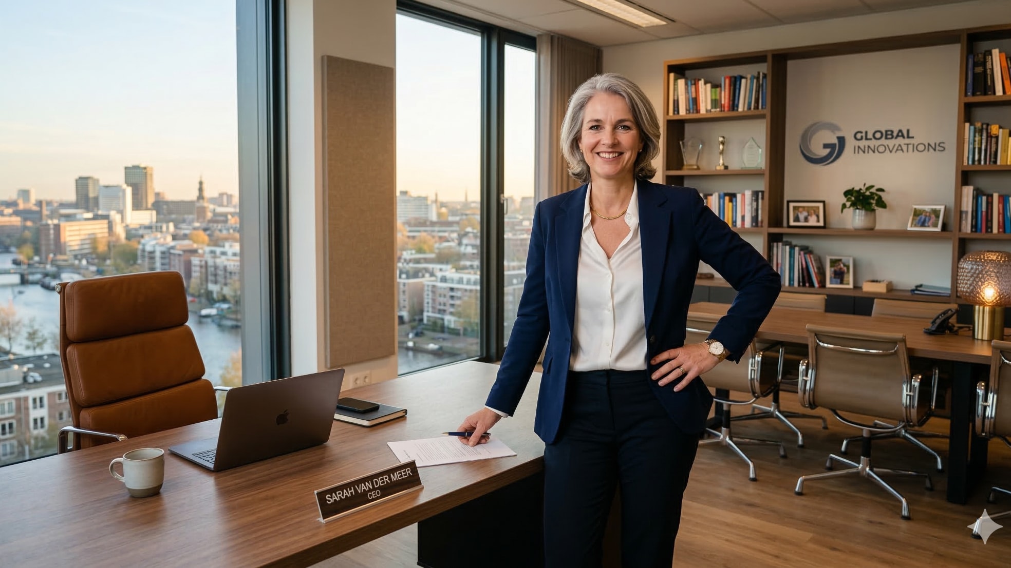 Google NanoBanana 2: Een foto van een CEO op kantoor.