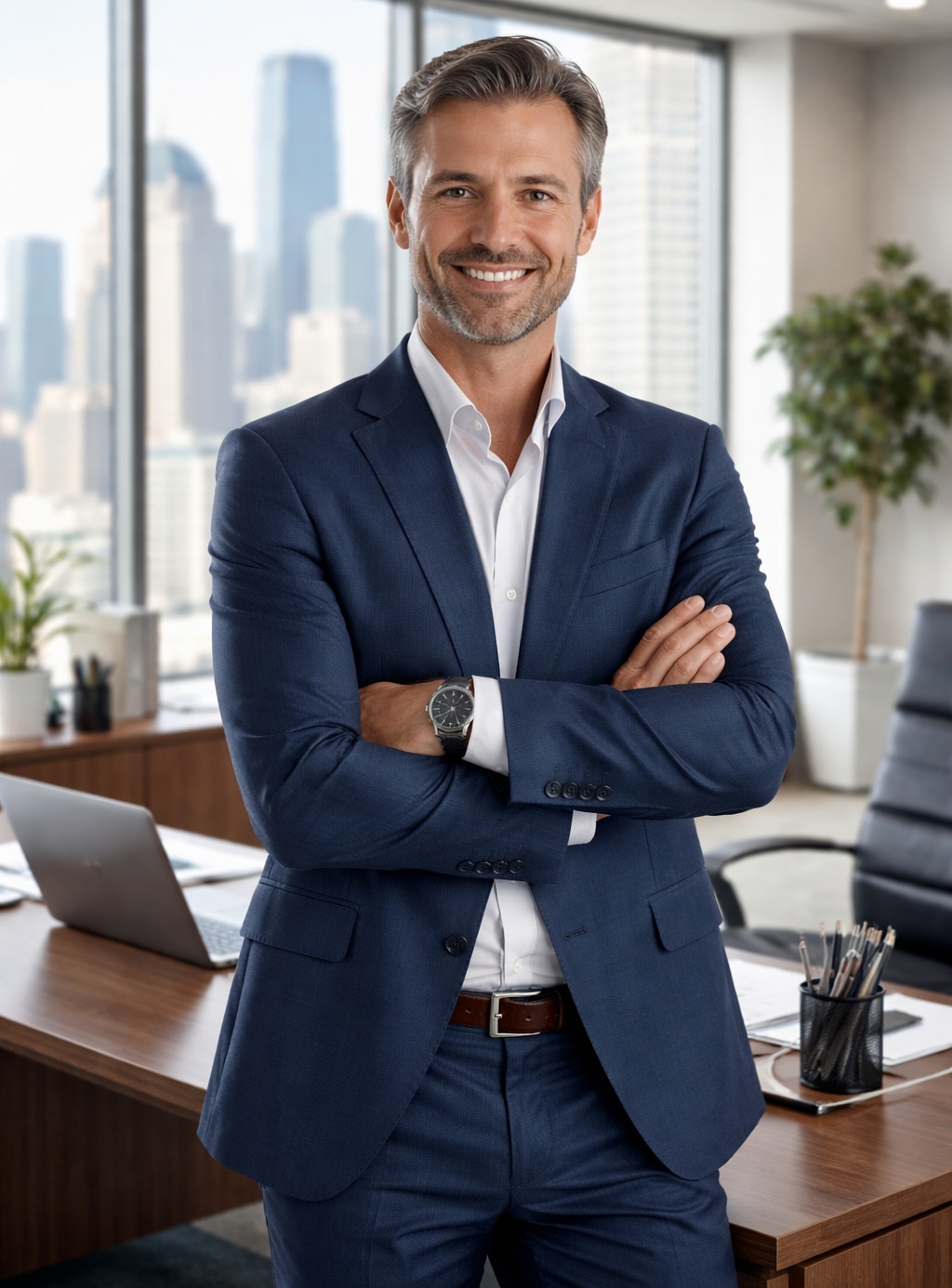 OpenAI ChatGPT: Een foto van een CEO op kantoor. OpenAI ChatGPT: Een foto van een CEO op kantoor. AI Generated