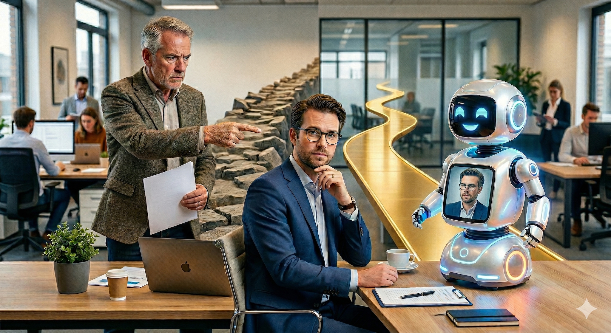 AI praat je naar de mond, terwijl echt advies moet schuren. Beeld gegenereerd met Google Gemini.