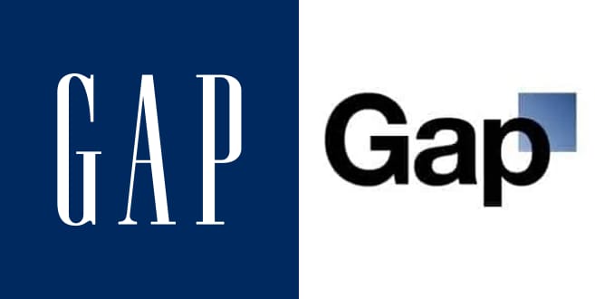 Het oude en nieuwe/tijdelijke logo van GAP. Het oude en nieuwe/tijdelijke logo van GAP.