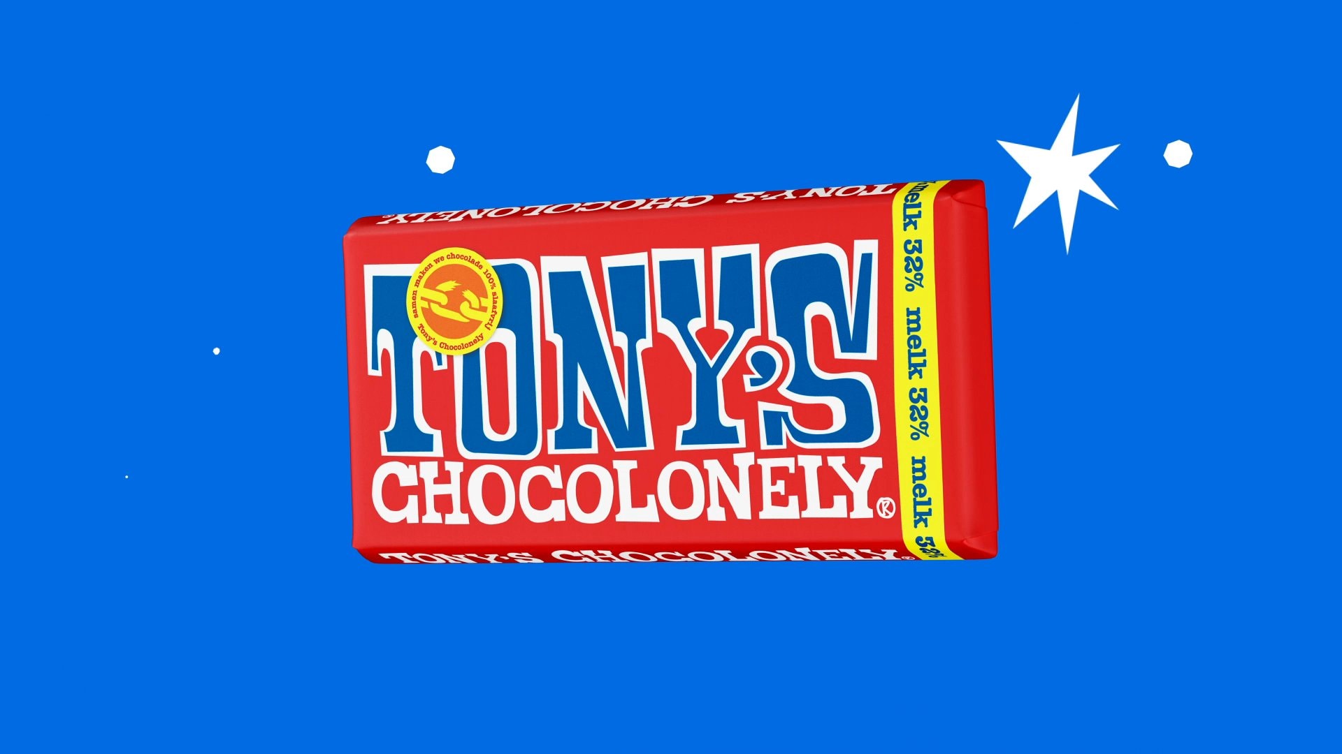 Het merk Tony Chocolonely.  Tony Chocolonely.