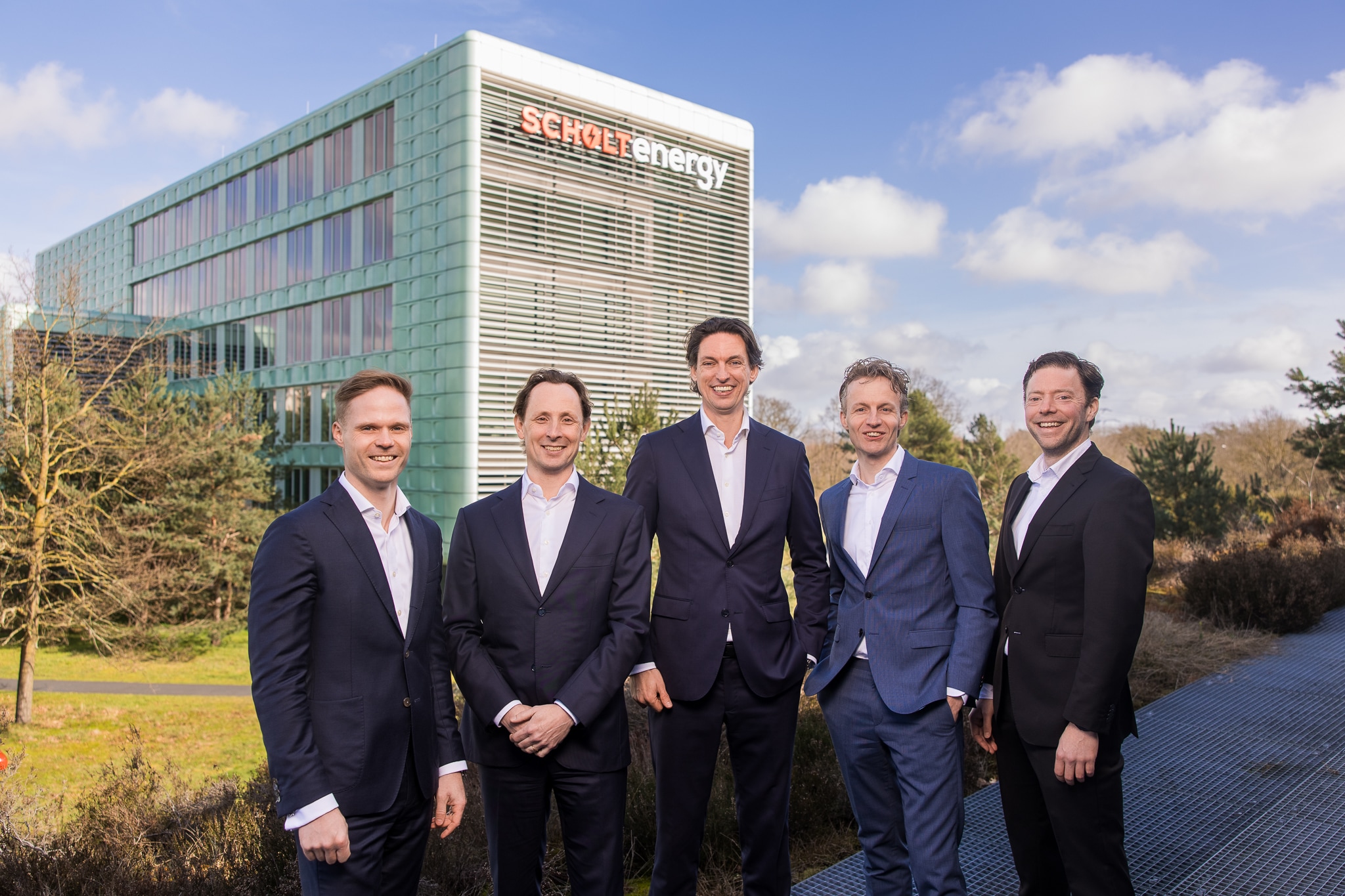 Managing Board Scholt Energy, Thilo Ottmann, Dennis Krispijn, Martijn van Lieshout, Bert Eissen, René Dekkers. Foto: Twycer/Igor Roelofsen Managing Board Scholt Energy, Thilo Ottmann, Dennis Krispijn, Martijn van Lieshout, Bert Eissen, René Dekkers. Foto: Twycer/Igor Roelofsen